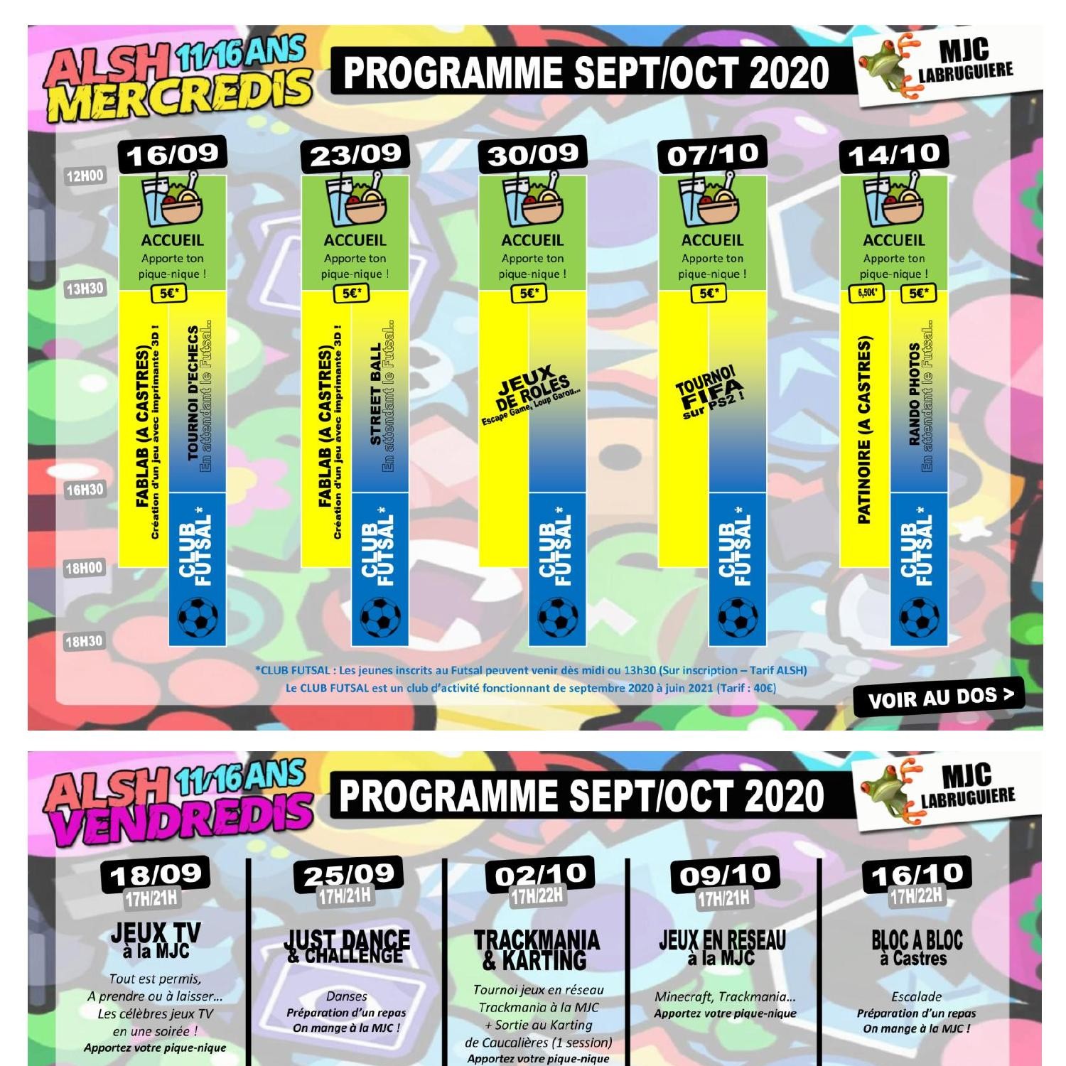 MJC - Programme ALSH Mercredis Et Vendredis SEPT-OCT 2020 POUR SITE.pdf ...