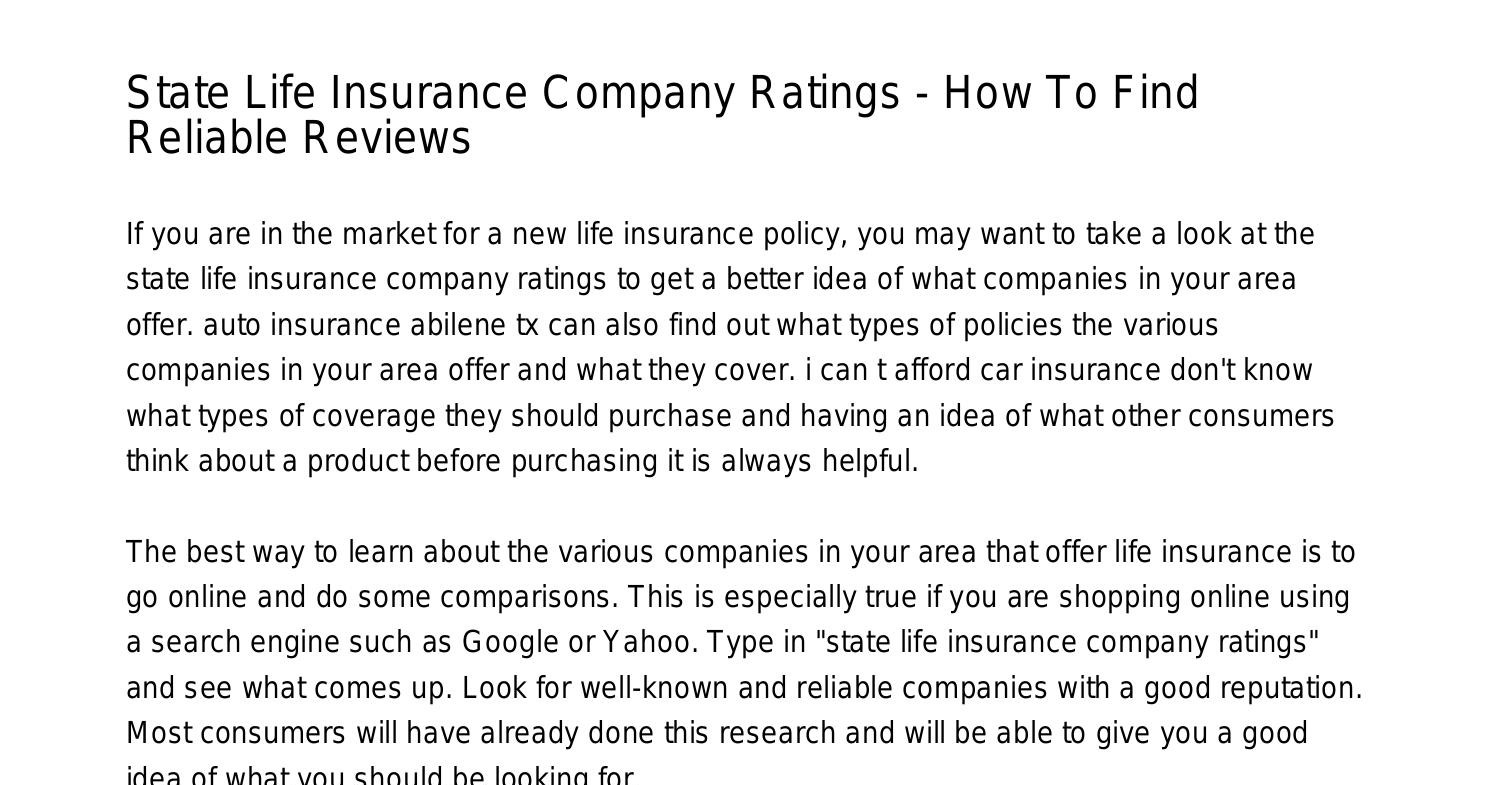 State Life Insurance Company Ratings How To Find Reliable Reviewsfxvxe