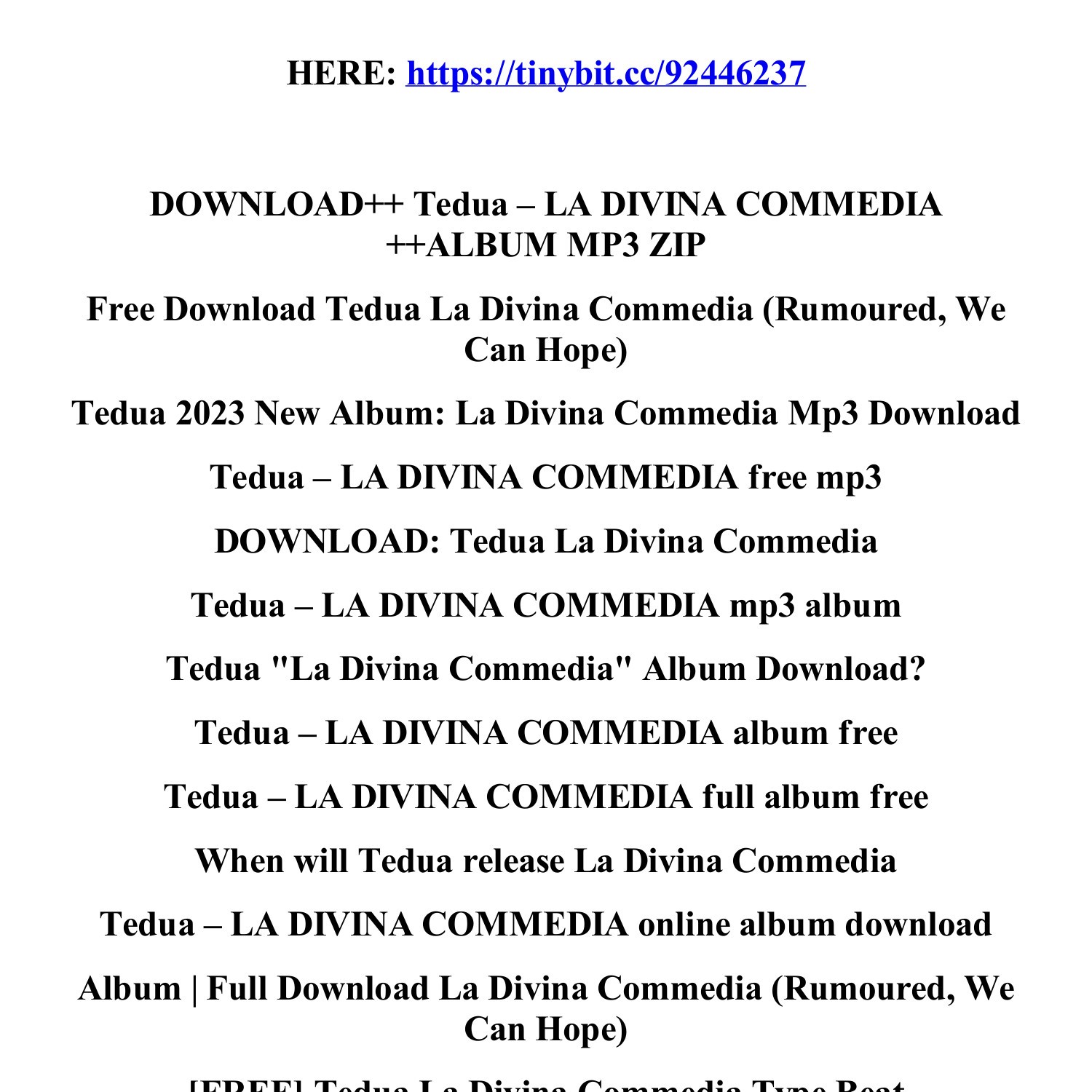 Tedua 'La Divina Commedia' Album 