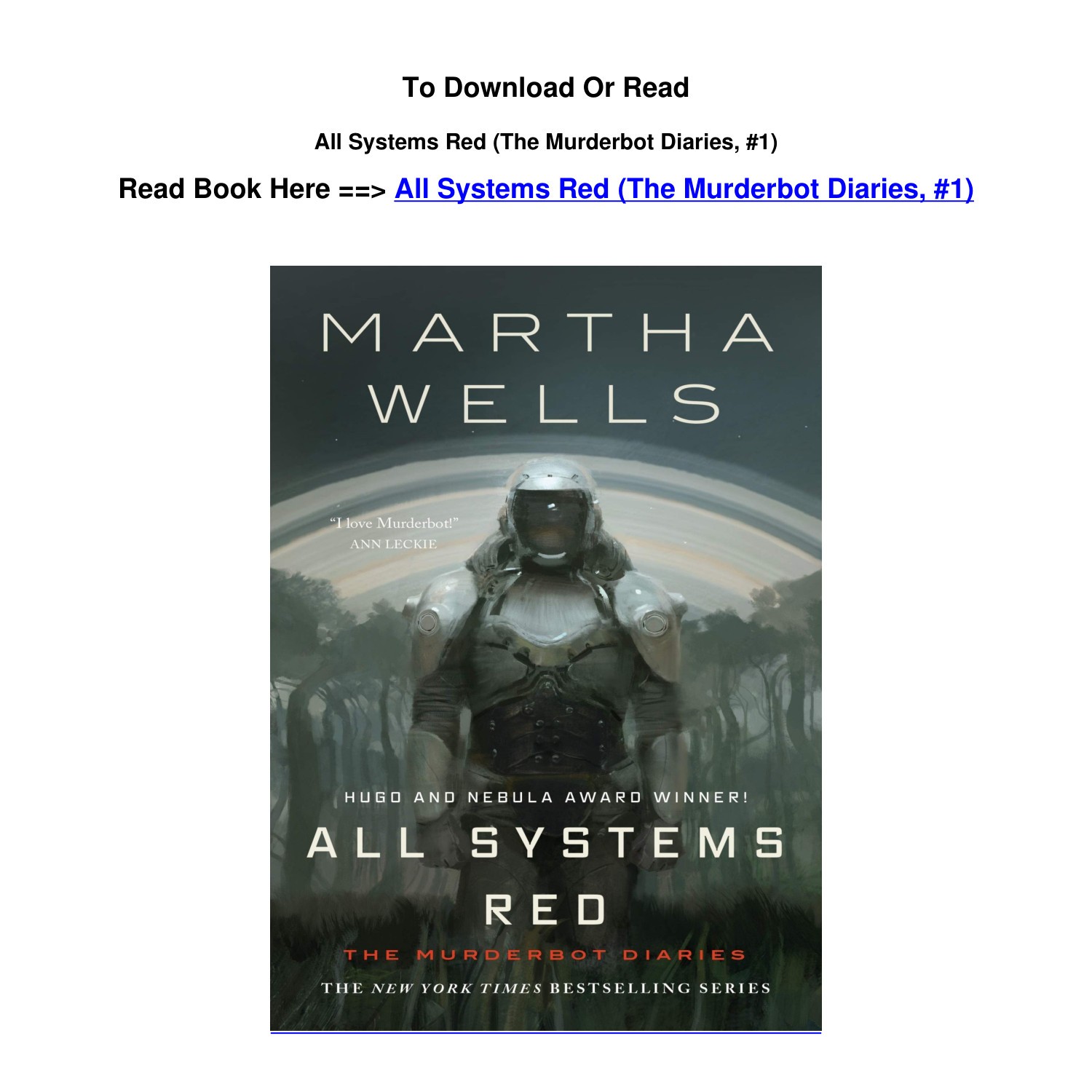 download Pdf All Systems Red The Murderbot Diaries 1 BY Martha Wells.pdf |  DocDroid