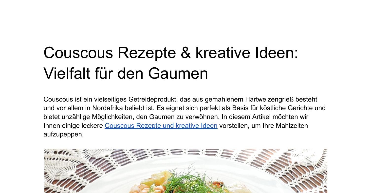 Couscous Rezepte & Kreative Ideen: Vielfalt Für Den Gaumen.pdf | DocDroid