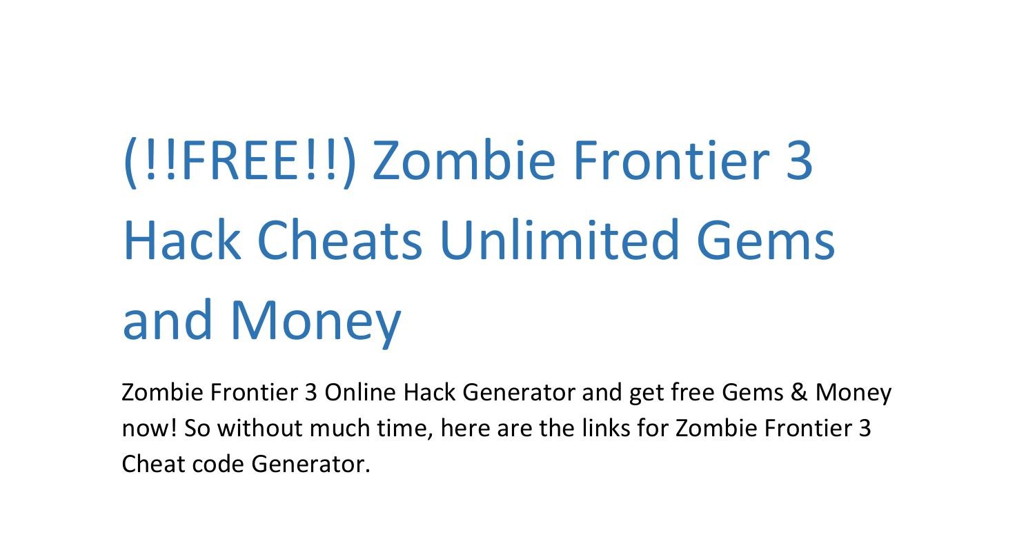 zombie frontier 3 free gems