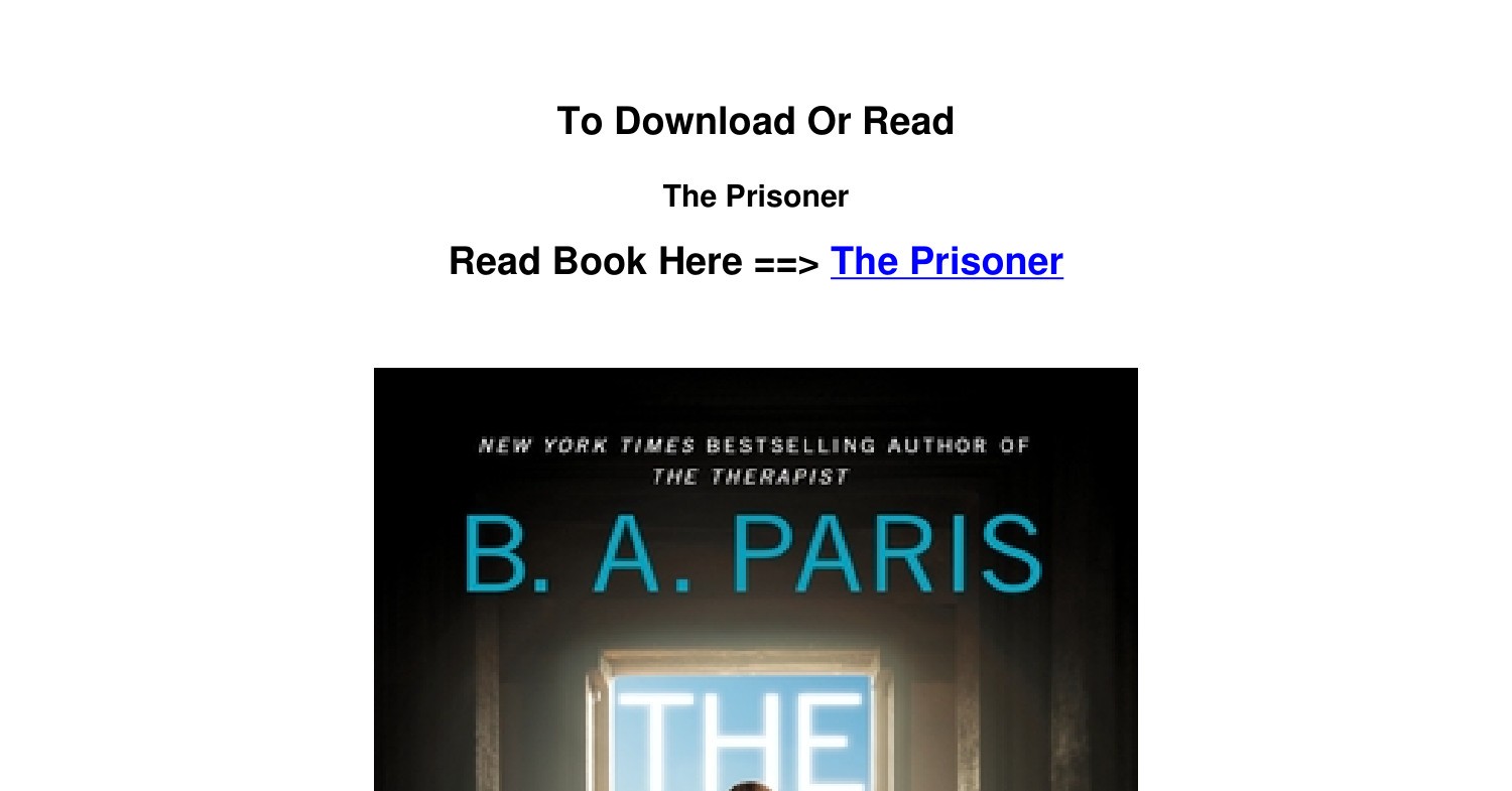 PDF DOWNLOAD The Prisoner By B A Paris.pdf | DocDroid