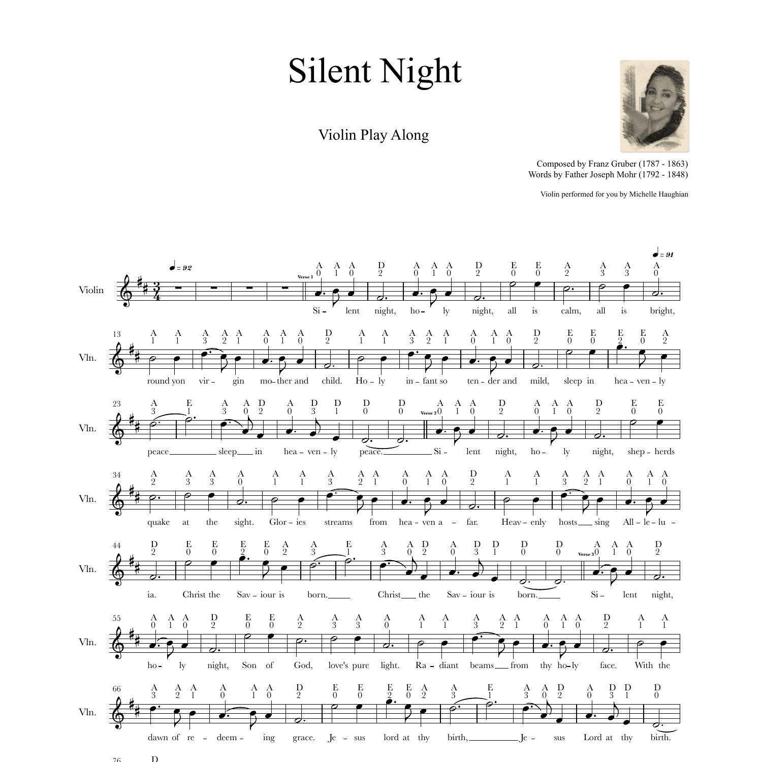 Silent Night Violin Tutorial easy with FREE Violin Sheet Music