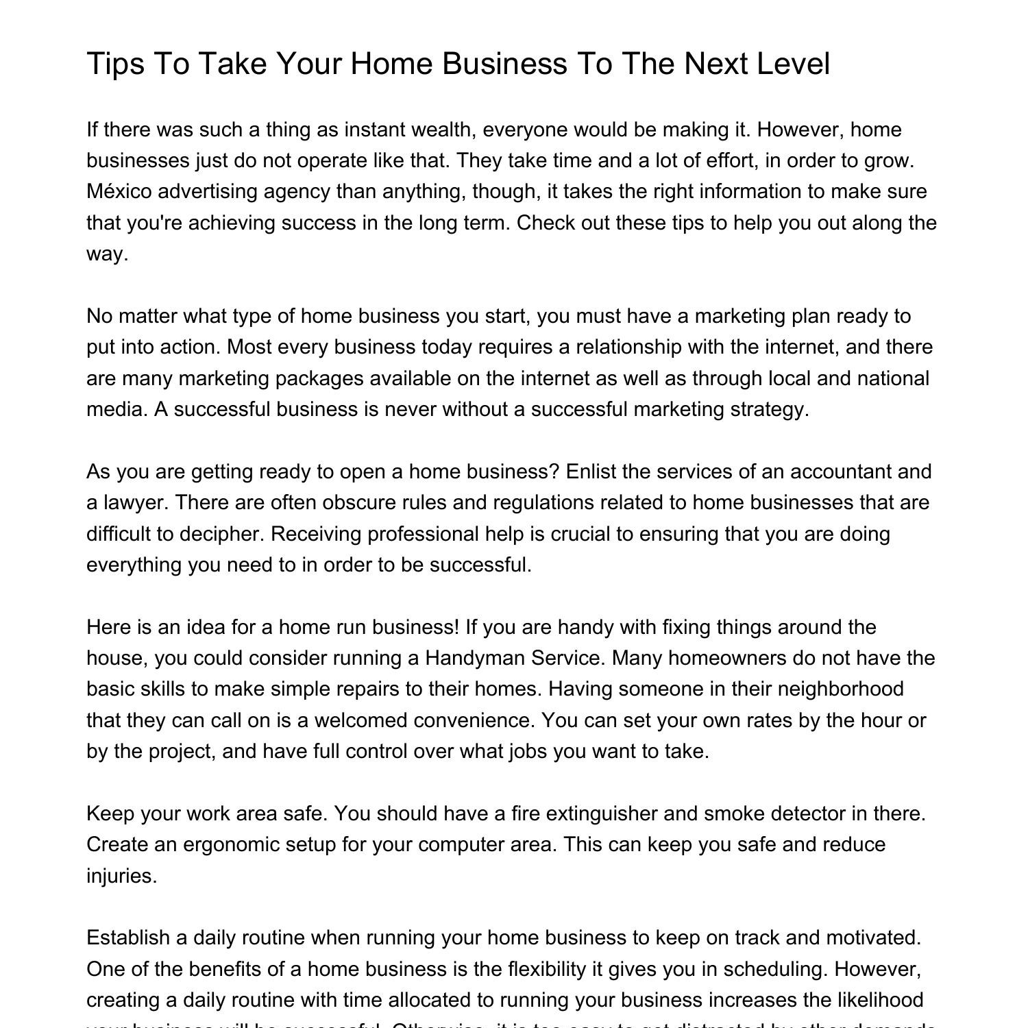 Tips To Take Your Home Business To The Next Levelalpvq.pdf.pdf | DocDroid 