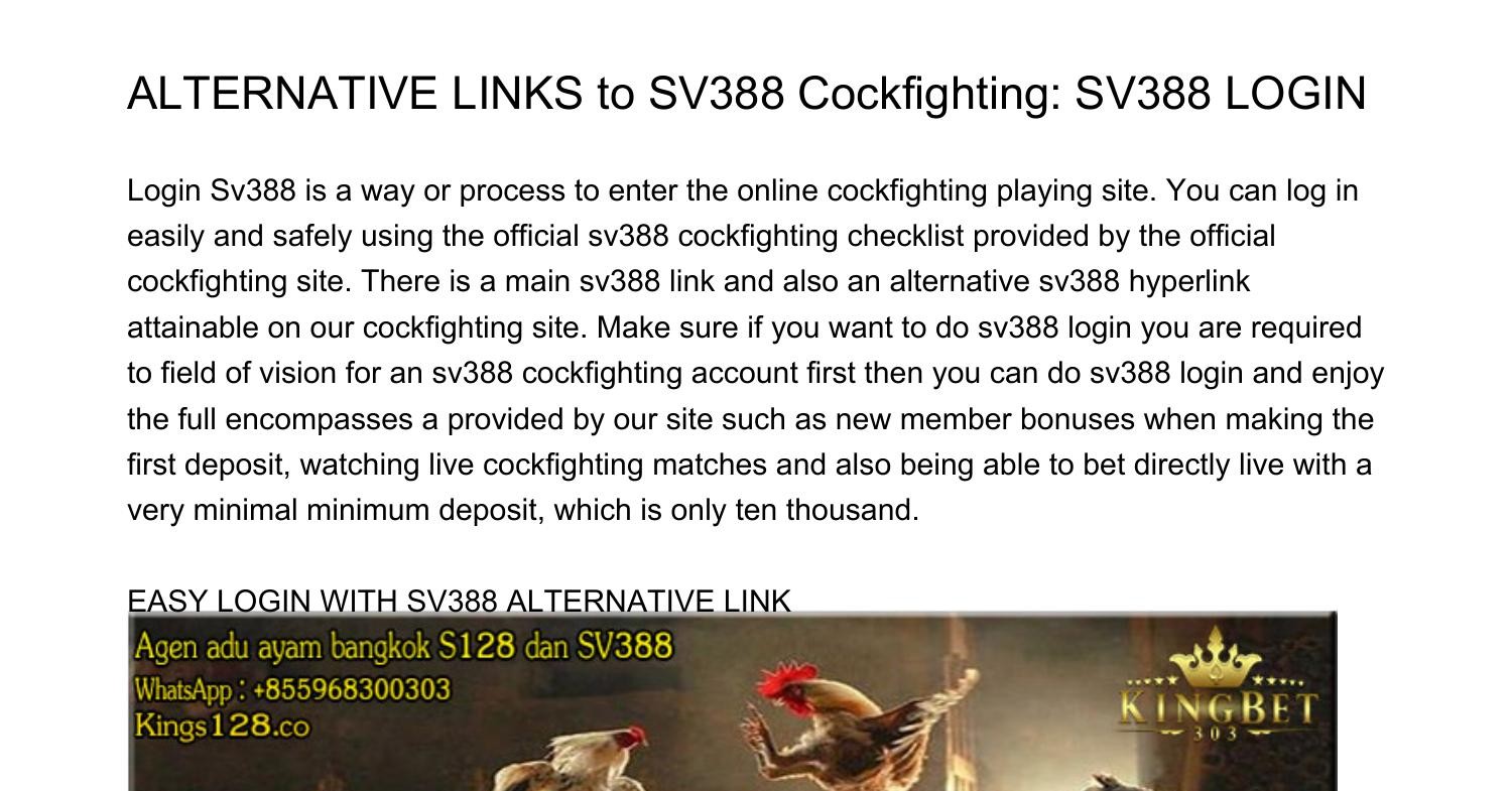 ALTERNATIVE LINKS to SV388 Cockfighting SV388 LOGINijqku.pdf.pdf | DocDroid