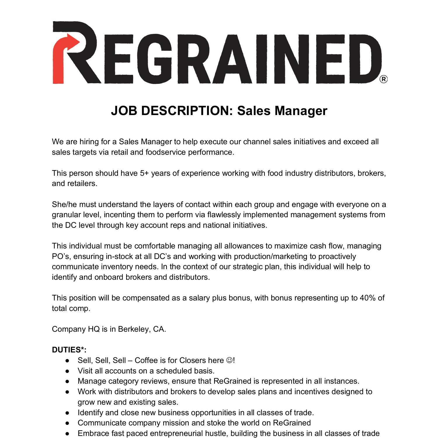  Sales Manager Job Description final pdf DocDroid