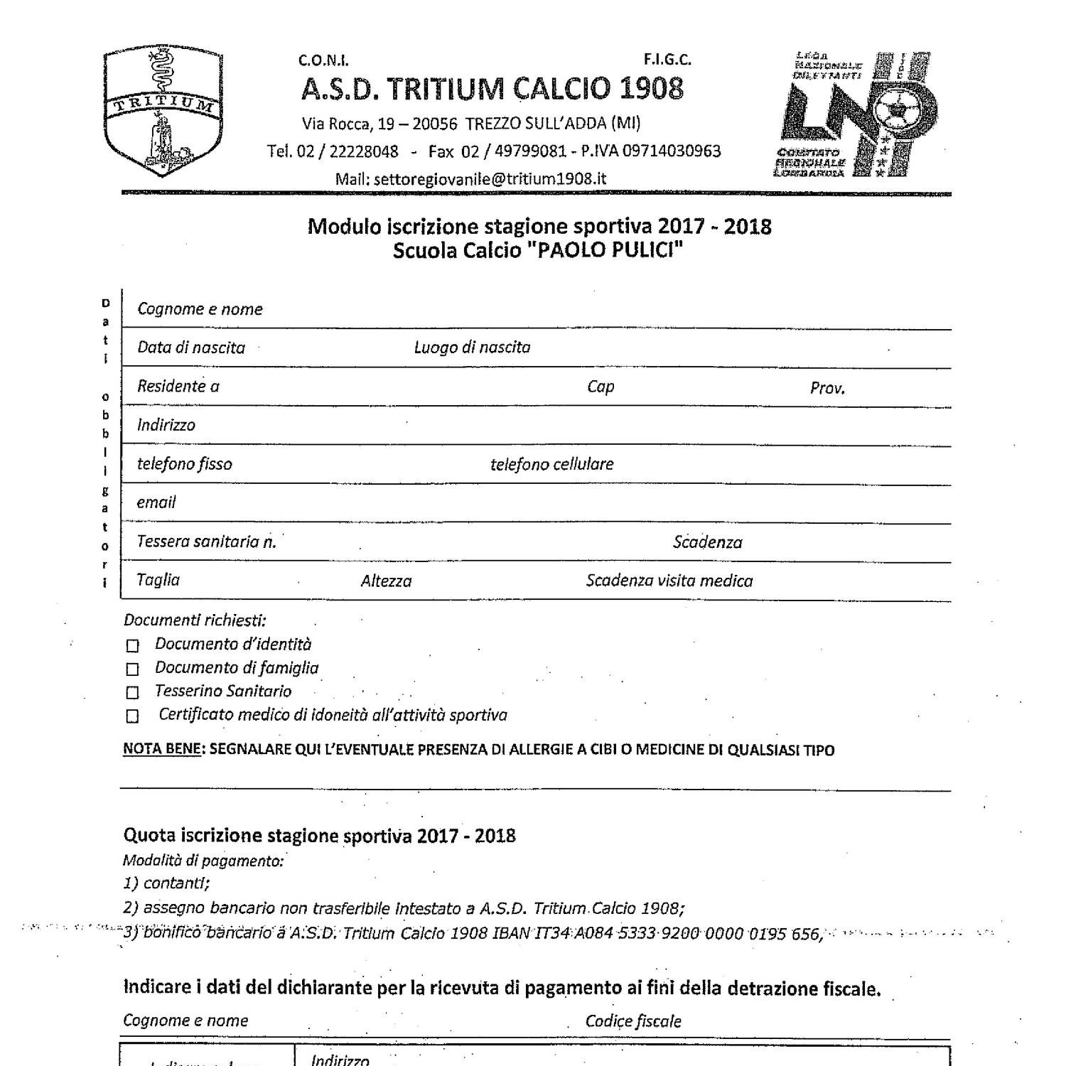 Modulo Iscrizione Scuola Calcio.pdf | DocDroid