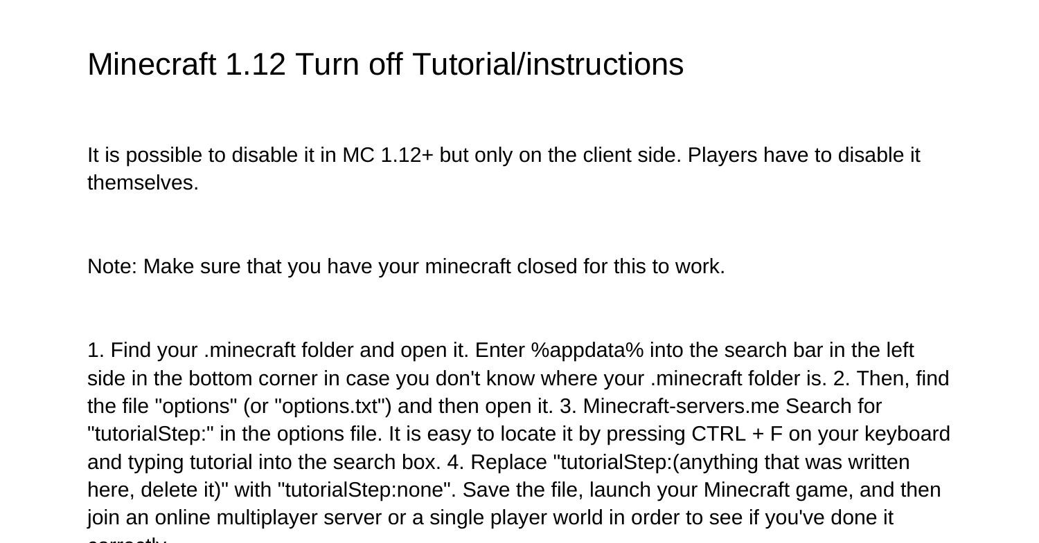 Minecraft 112 Turn off Tutorialinstructionspxukv.pdf.pdf | DocDroid