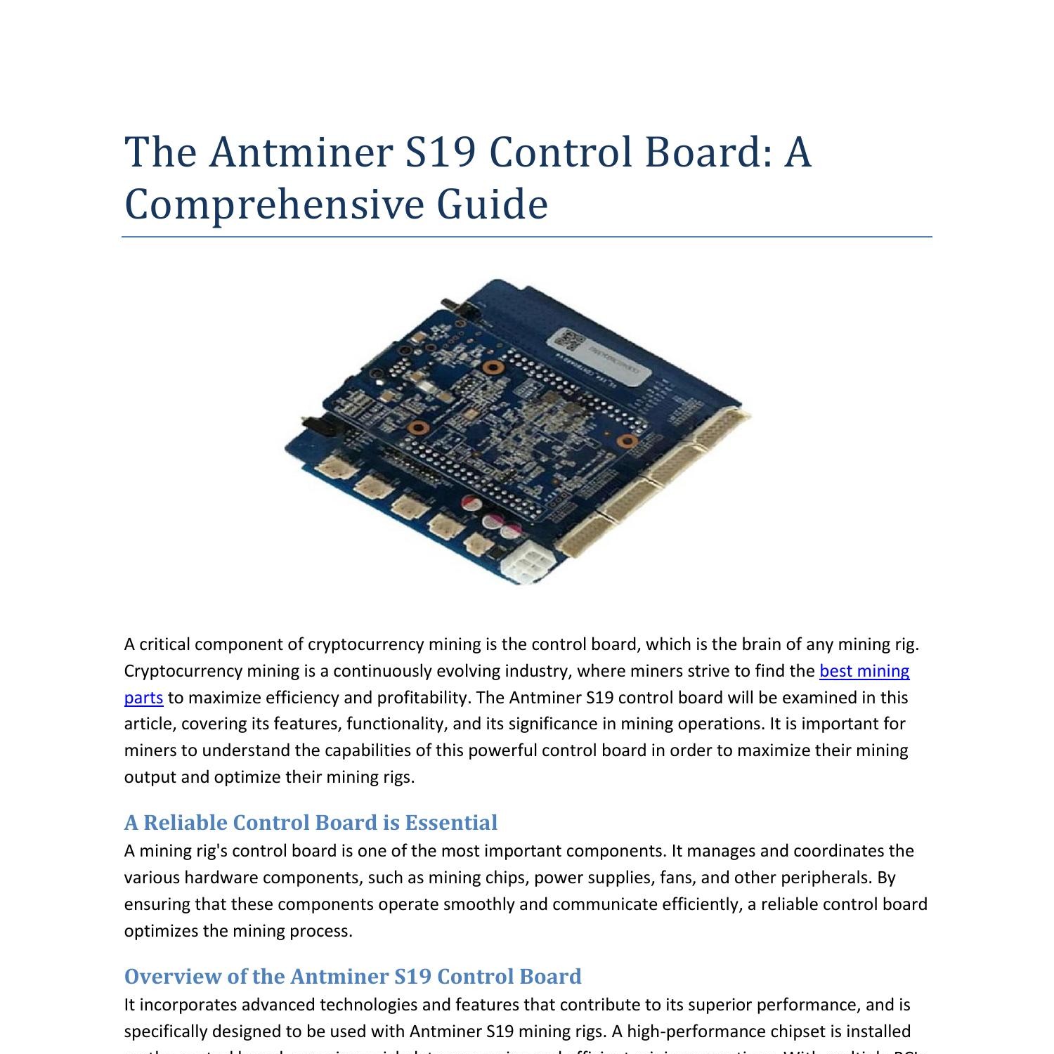 The Antminer S19 Control Board A Comprehensive Guide.pdf | DocDroid 