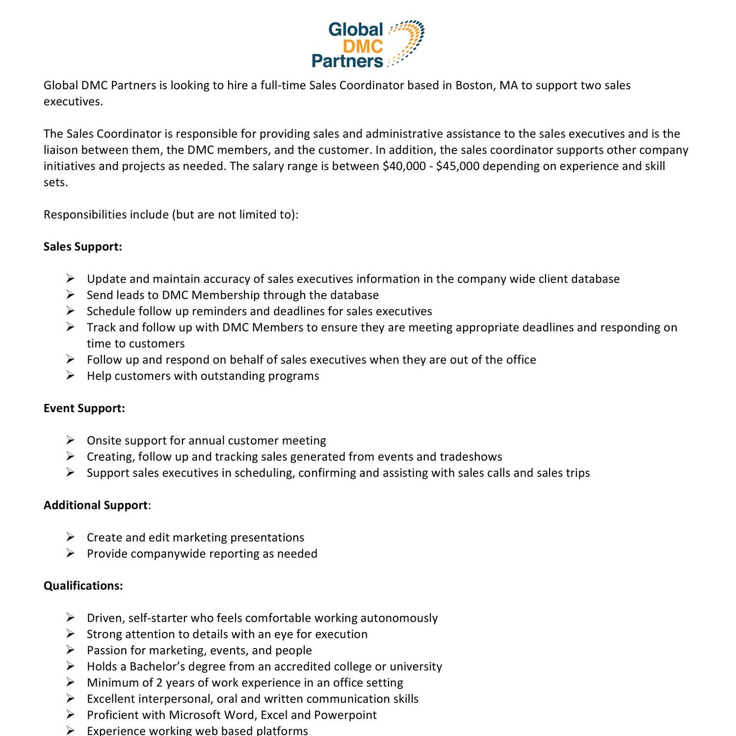 Sales Coordinator Job Description pdf DocDroid