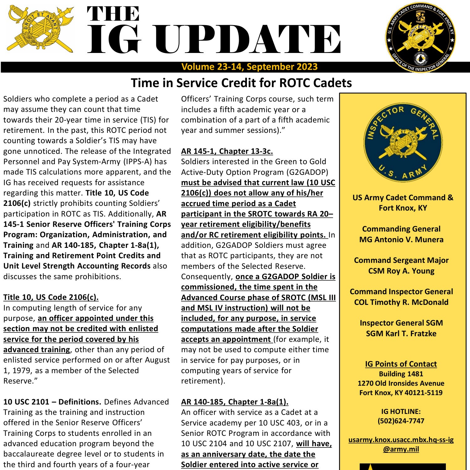 IG Update 23-14 Time In Service Credit.pdf | DocDroid