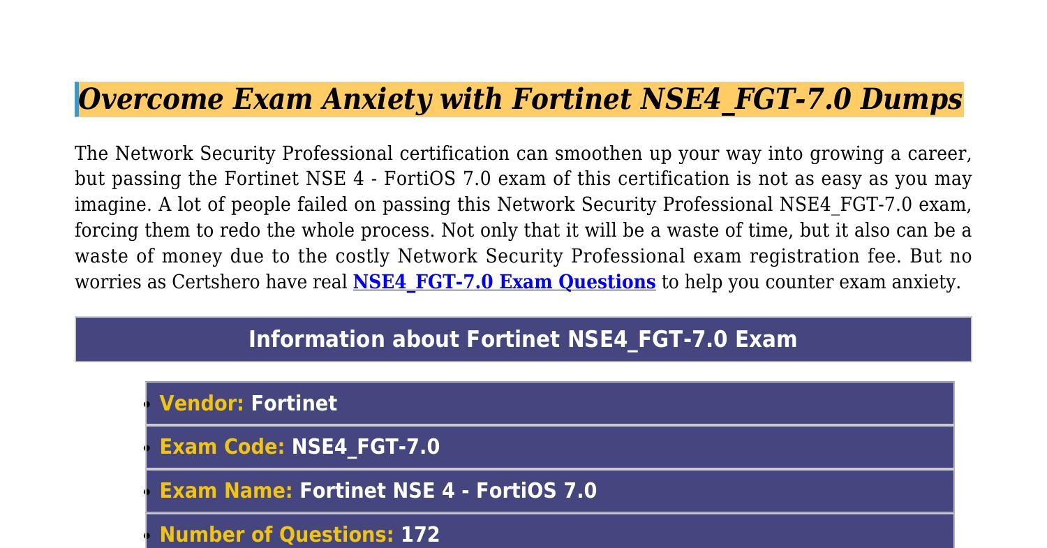 Real Fortinet NSE4_FGT-7.0 Dumps Samples For Free.pdf | DocDroid