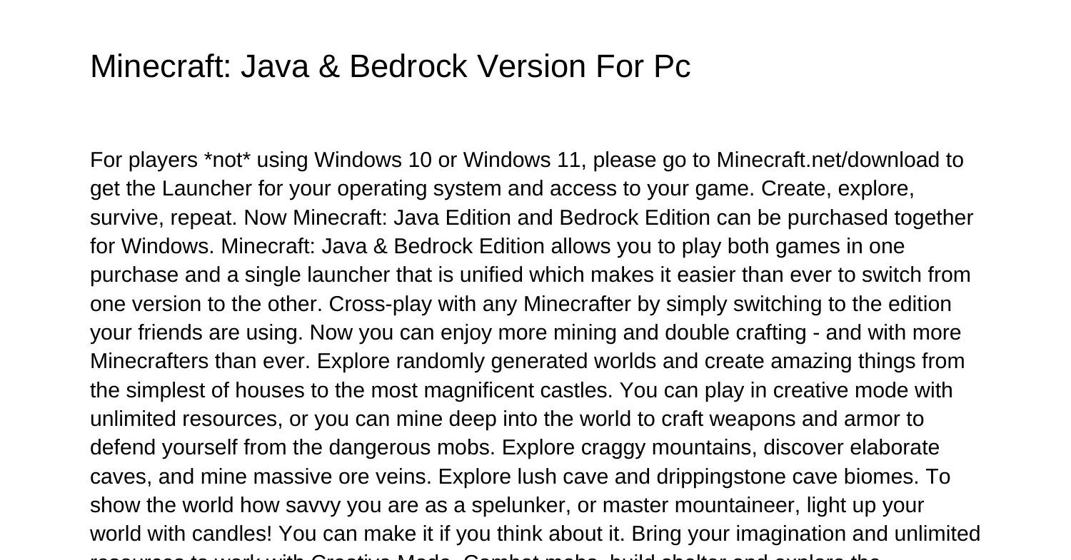 Minecraft Java Bedrock Edition For Pclemkq.pdf.pdf | DocDroid