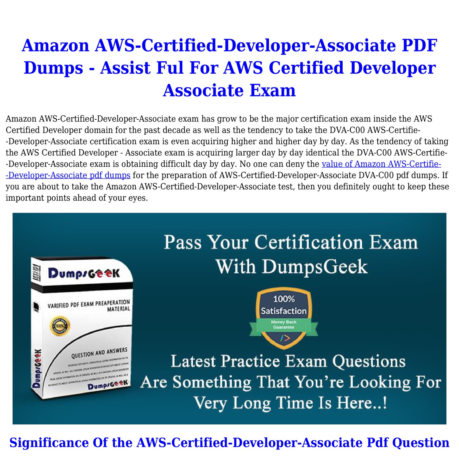 Master The Art Of AWS-Certified-Developer-Associate Exam With Latest ...