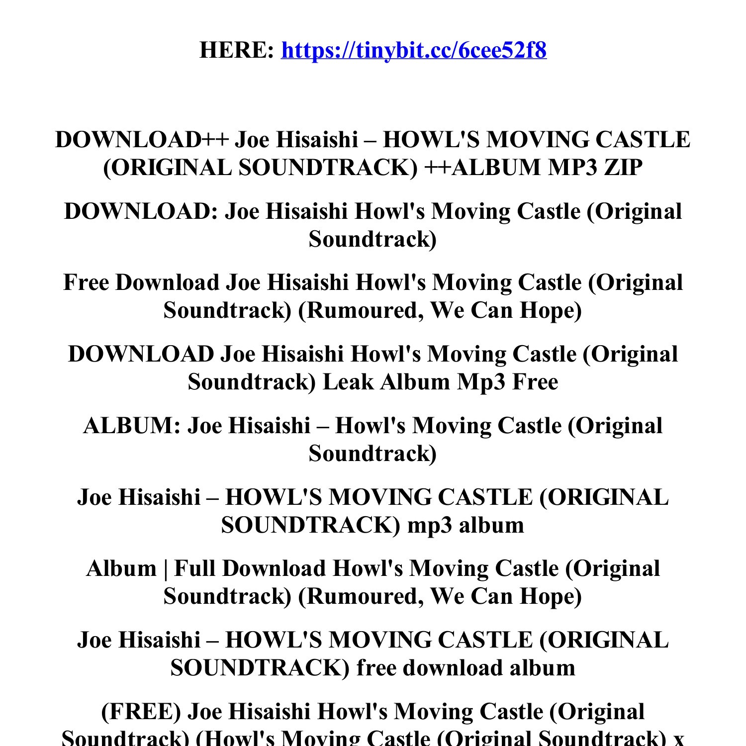 Howl's Moving Castle Soundtrack - Album by Joe Hisaishi