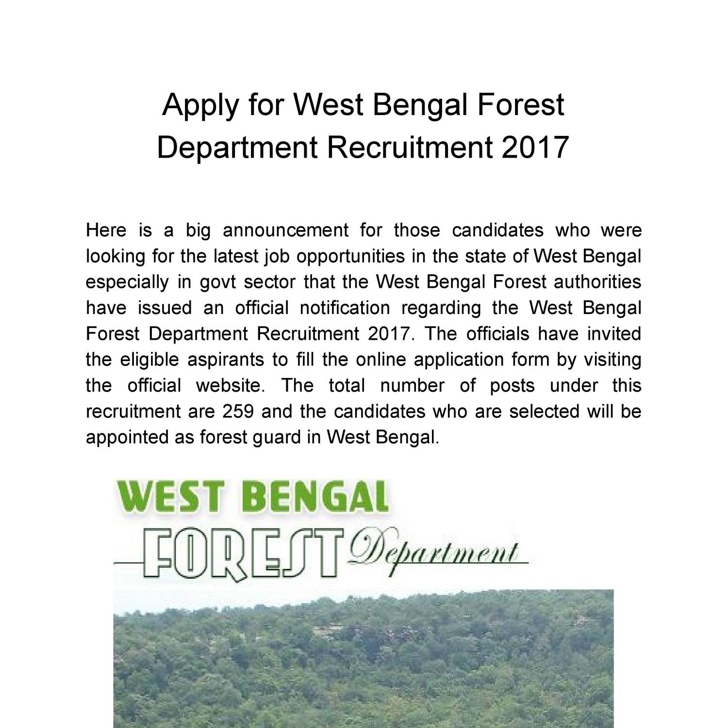 West Bengal, Forest Department