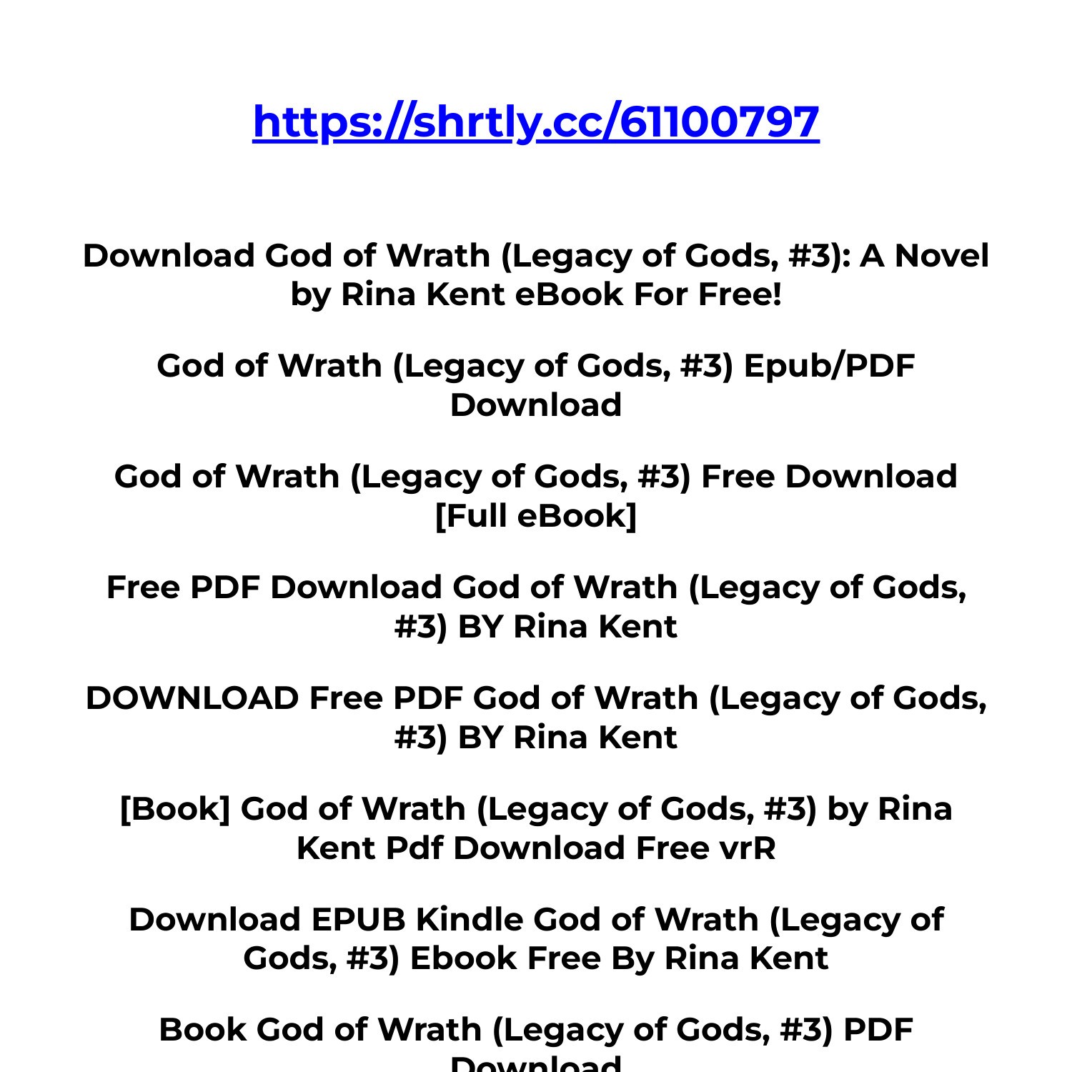 God of Wrath (Legacy of Gods, #3) by Rina Kent