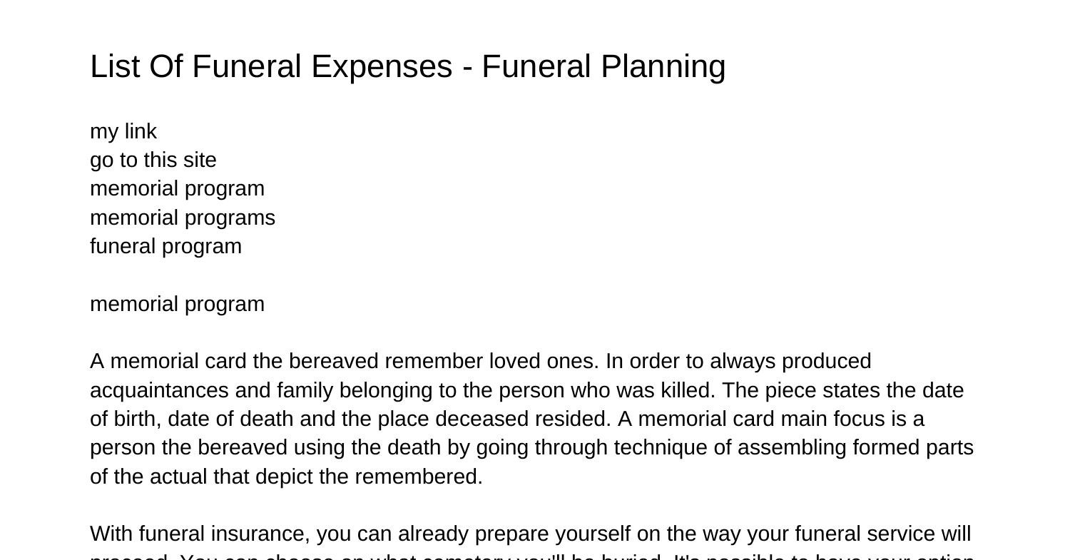 List Of Funeral Expenses Funeral Planningbwxve.pdf.pdf DocDroid