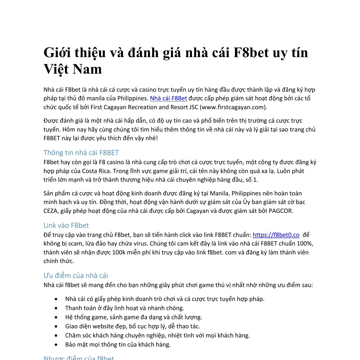 Khám phá Thế giới Cá cược Trực tuyến với Nhà cái f8Bet -  Đánh giá Chi tiết & Kinh nghiệm Thực tế