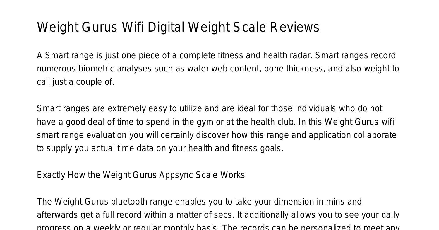 Weight Gurus Wifi Intelligent Weight Scale Reviewseteaf.pdf.pdf DocDroid