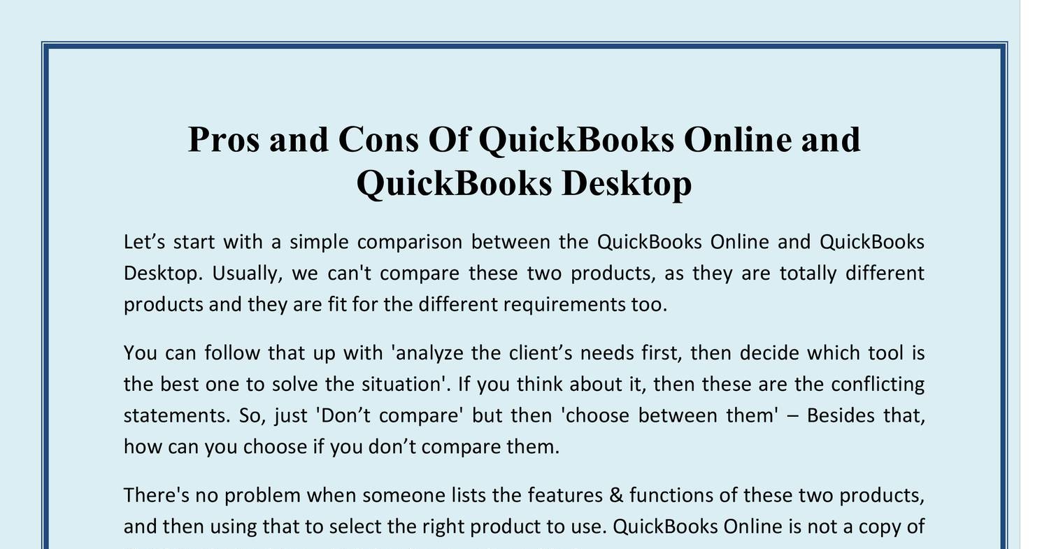 Pros And Cons Of QuickBooks Online And QuickBooks Desktop.pdf | DocDroid