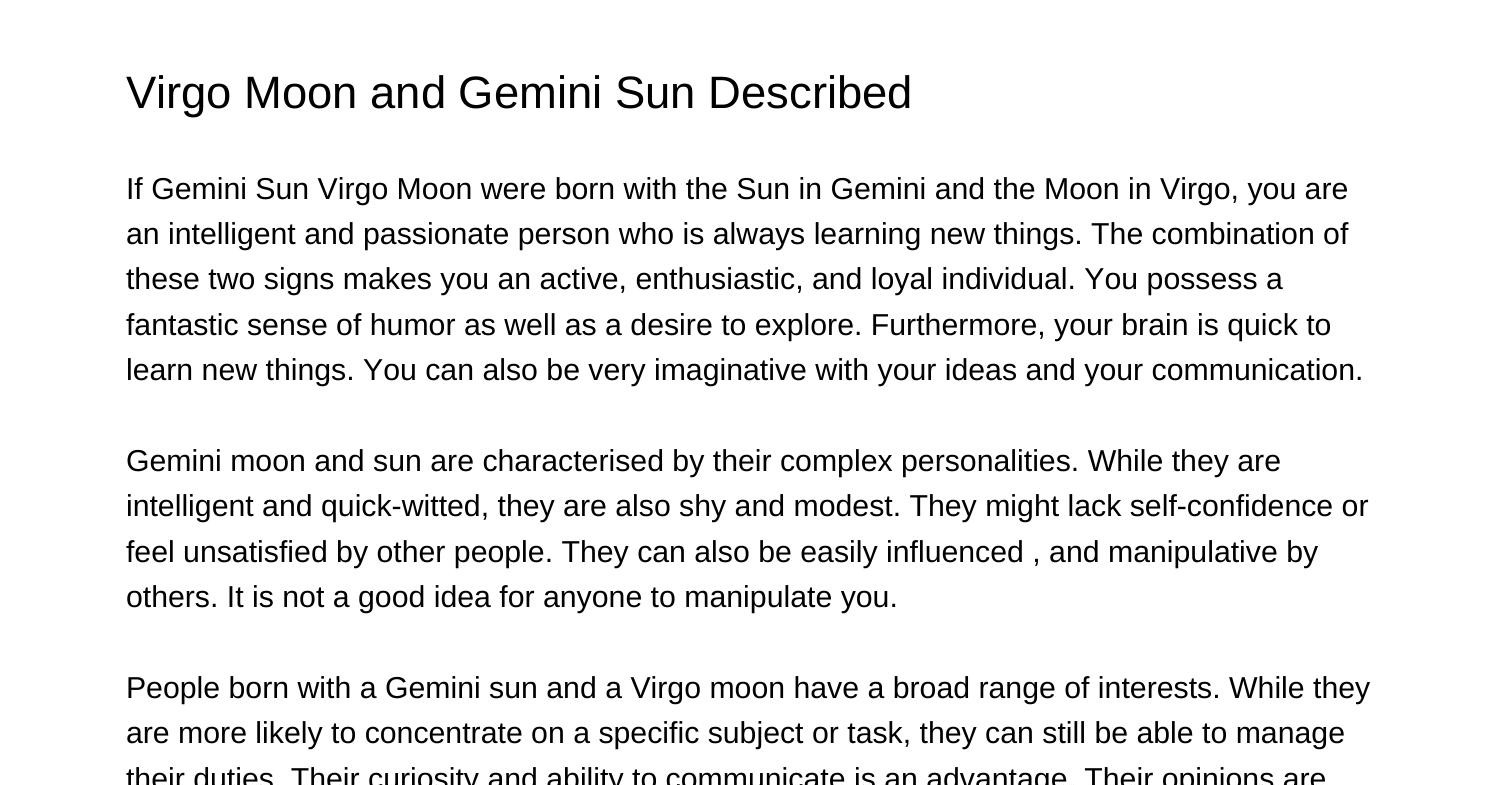 Virgo Moon And Gemini Sun Personality Traitsssbuh Pdf Pdf Docdroid