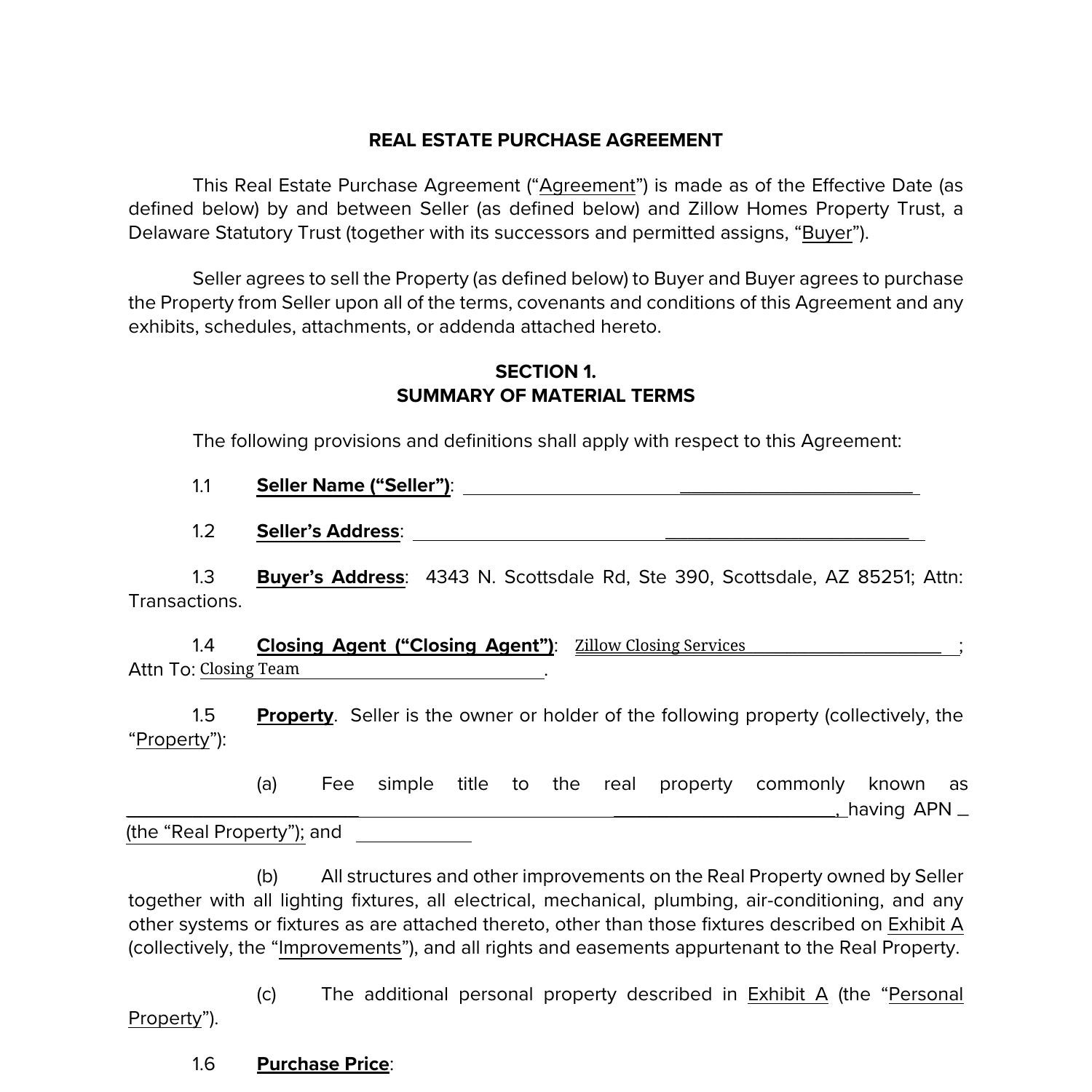 Zillow Purchase Agreement.pdf | DocDroid