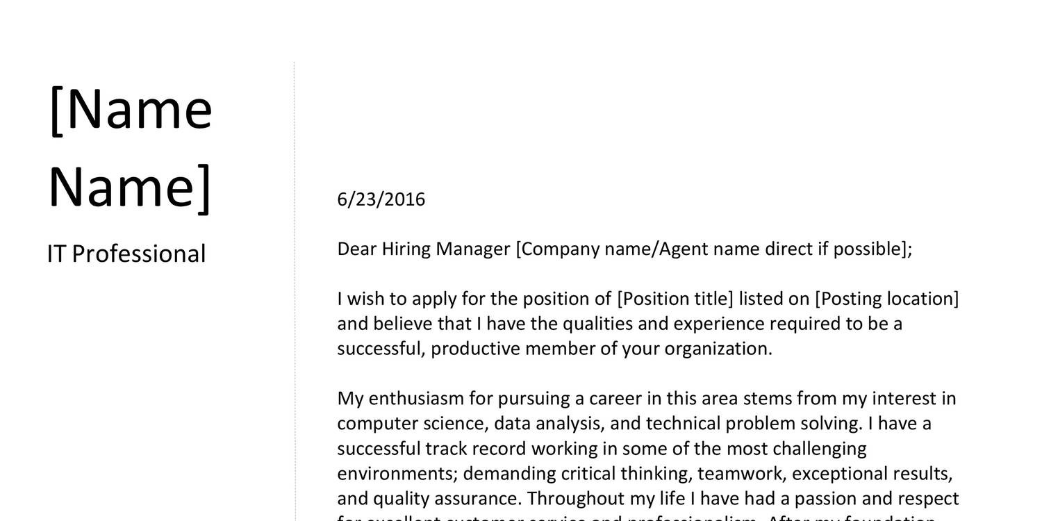 Quality Assurance Cover Letter Template - Database ...