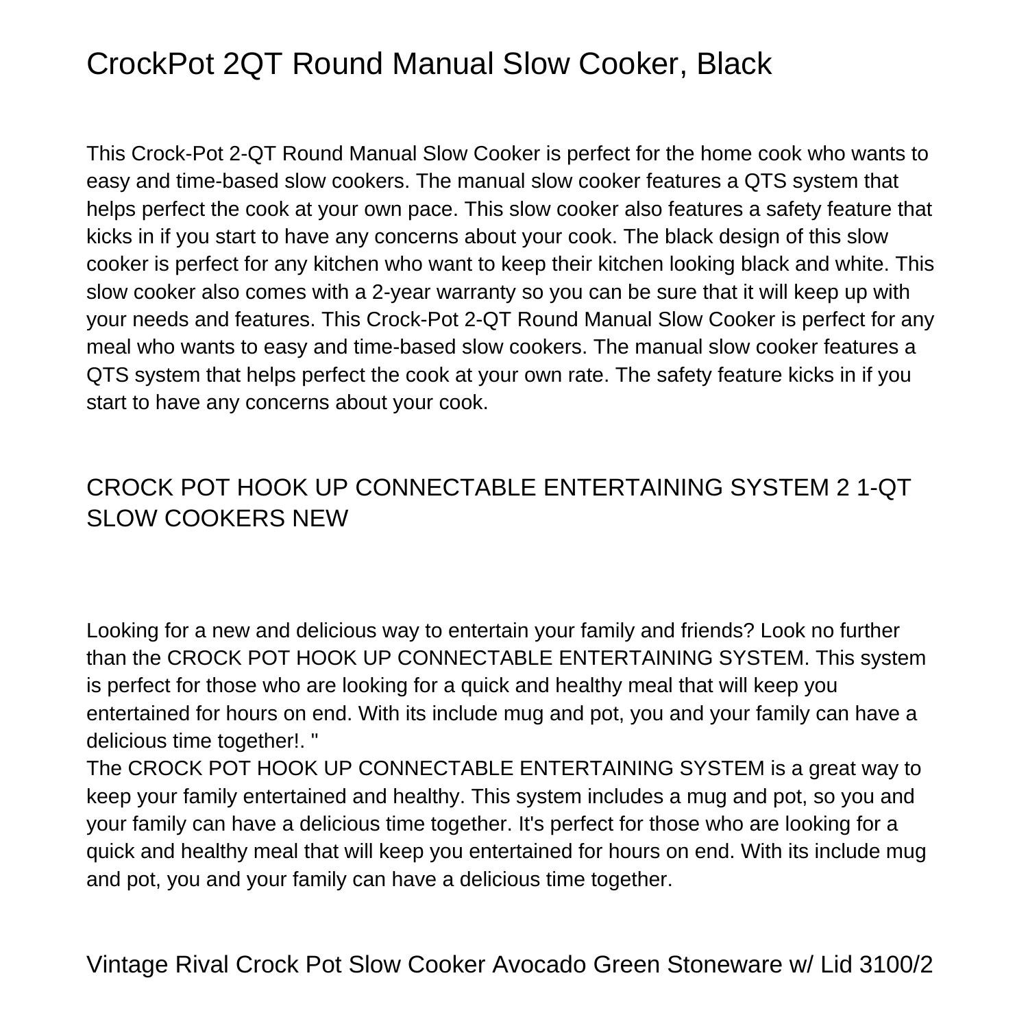 CrockPot QT Round Manual Slow Cooker Blackpdgzo Pdf Pdf DocDroid