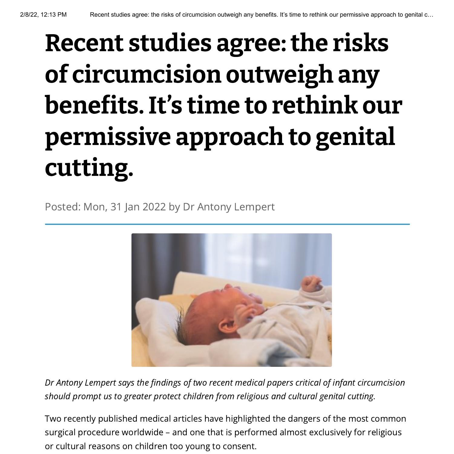 Circumcision Risk Outweighs Any Benefits Pdf Docdroid