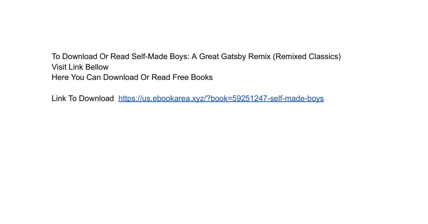 PDF) Download Self-Made Boys_ A Great Gatsby Remix (Remixed