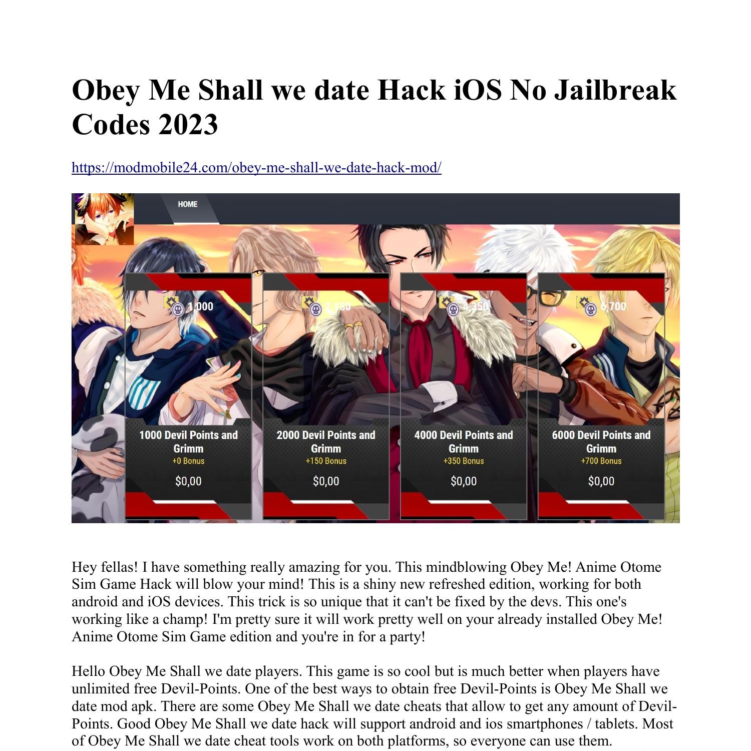 Obey Me Shall we date Hack iOS No Jailbreak Codes 2023.pdf