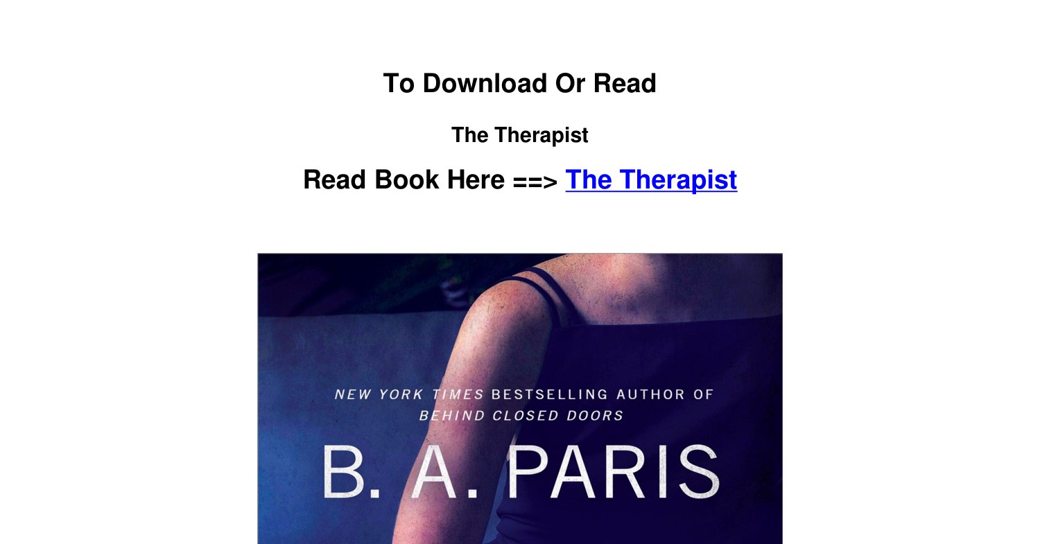 EPUB Download The Therapist BY B A Paris.pdf | DocDroid