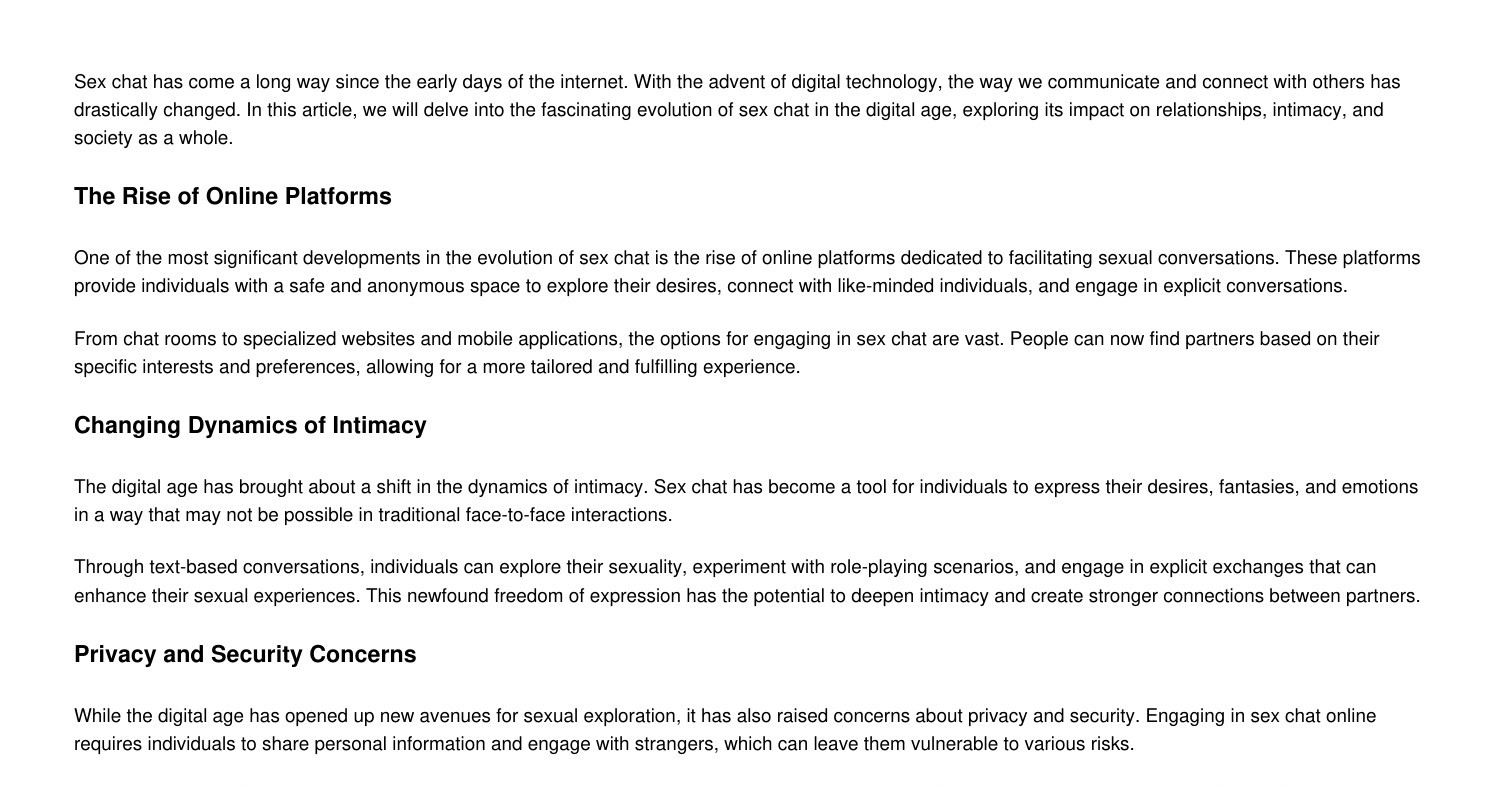 Exploring the Evolution of Sex Chat in the Digital Age.pdf | DocDroid