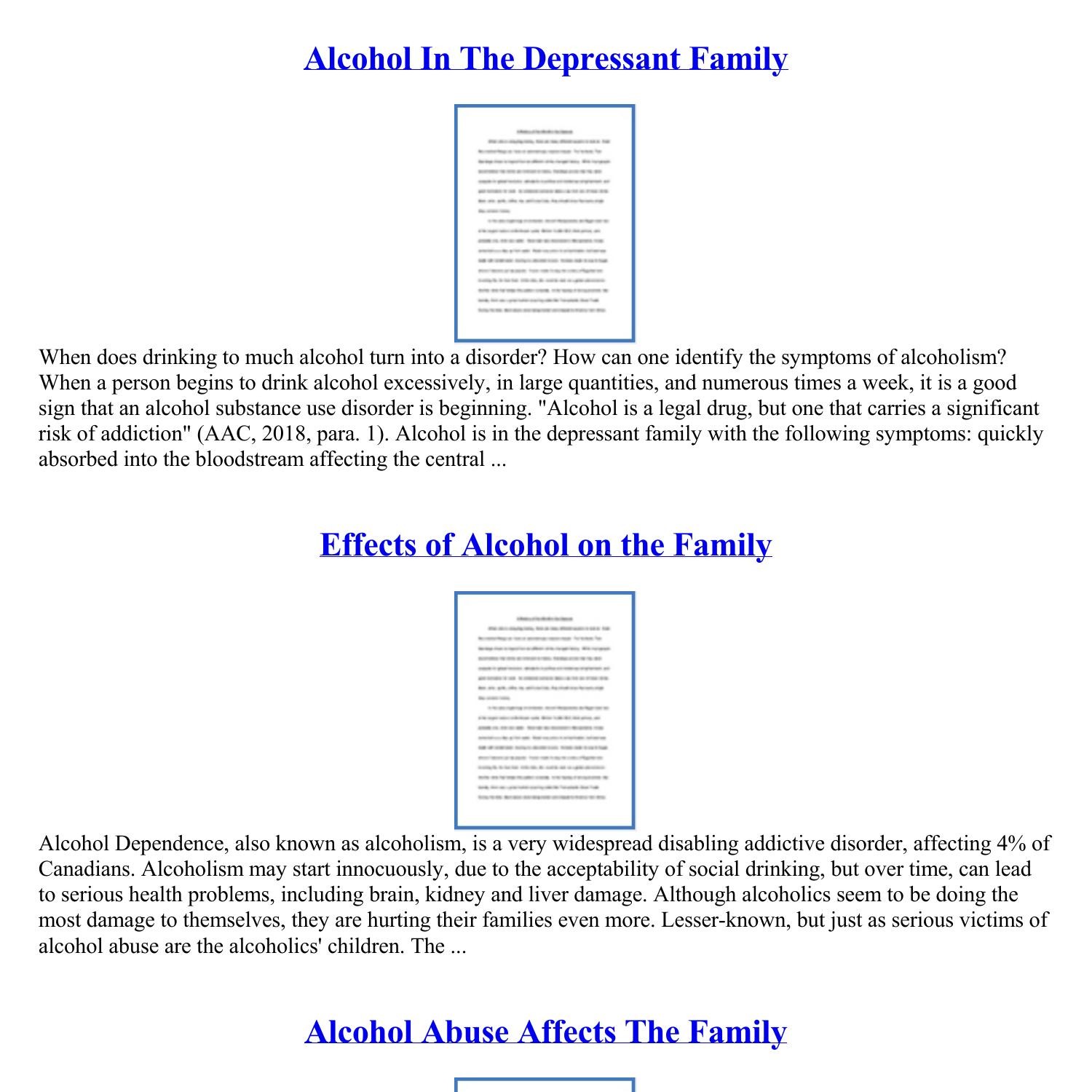 alcoholism in the family essay