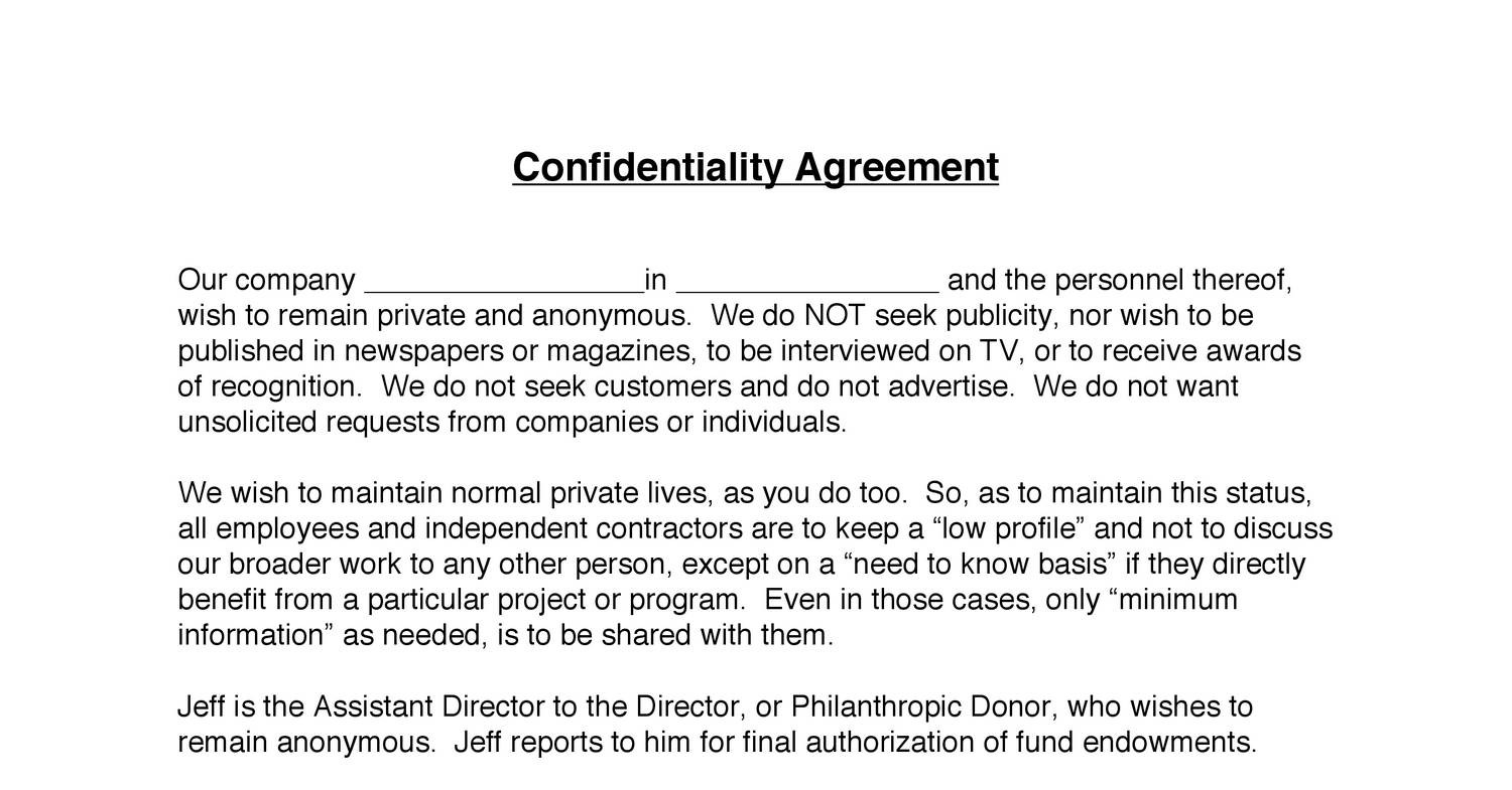 Confidentiality Agreement Employee Contract Forgotten Memories