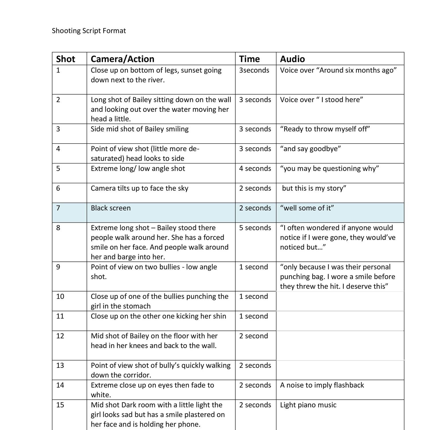 Shooting Script Template docx DocDroid