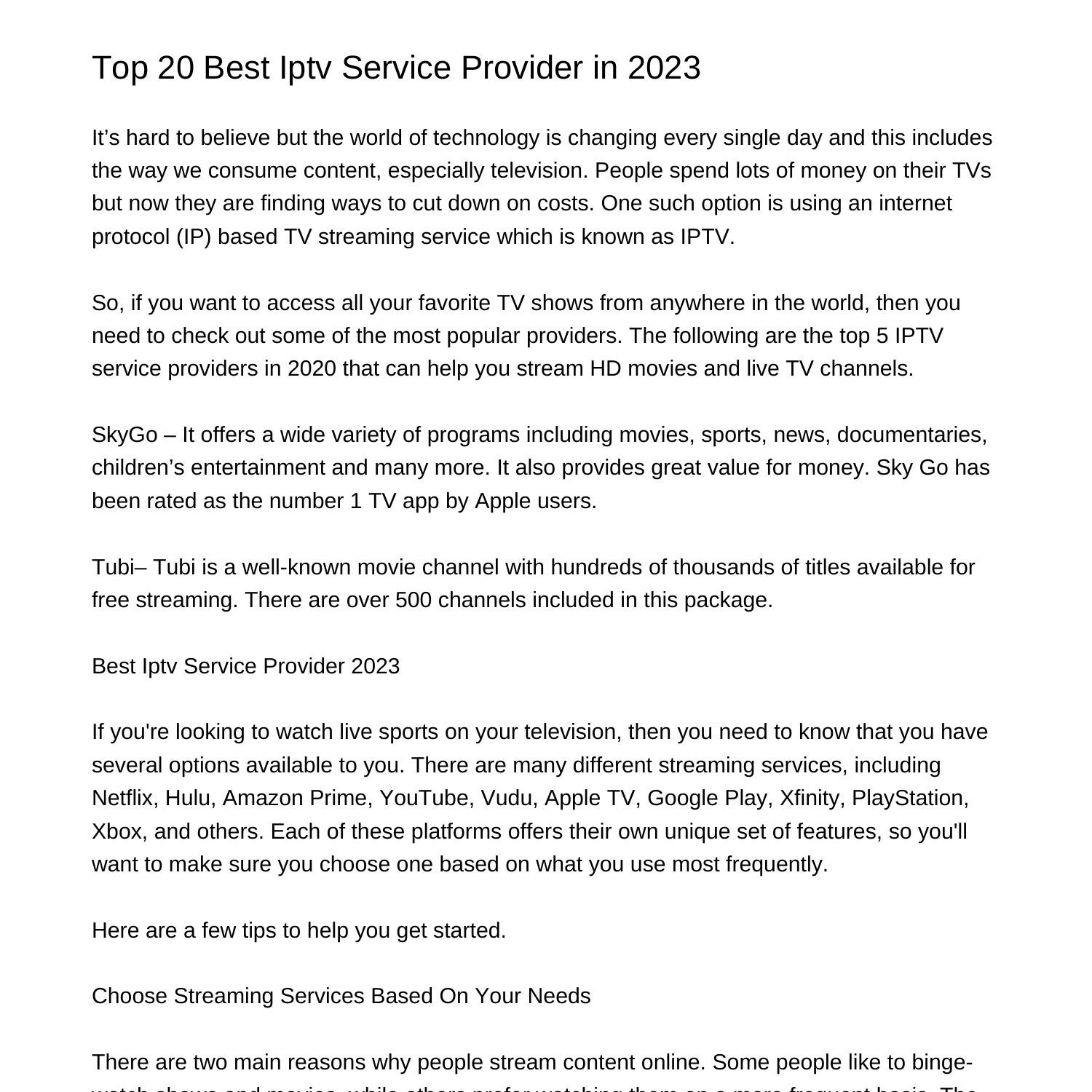 Top 20 Best Iptv Service Provider in 2023llzbs.pdf.pdf DocDroid