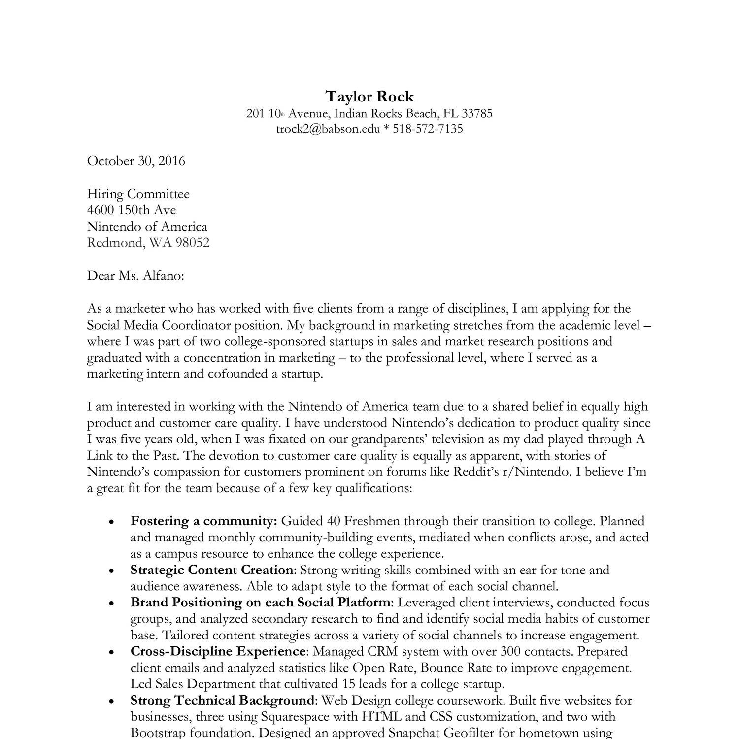 Taylor Rock, Cover Letter, NoA.docx | DocDroid