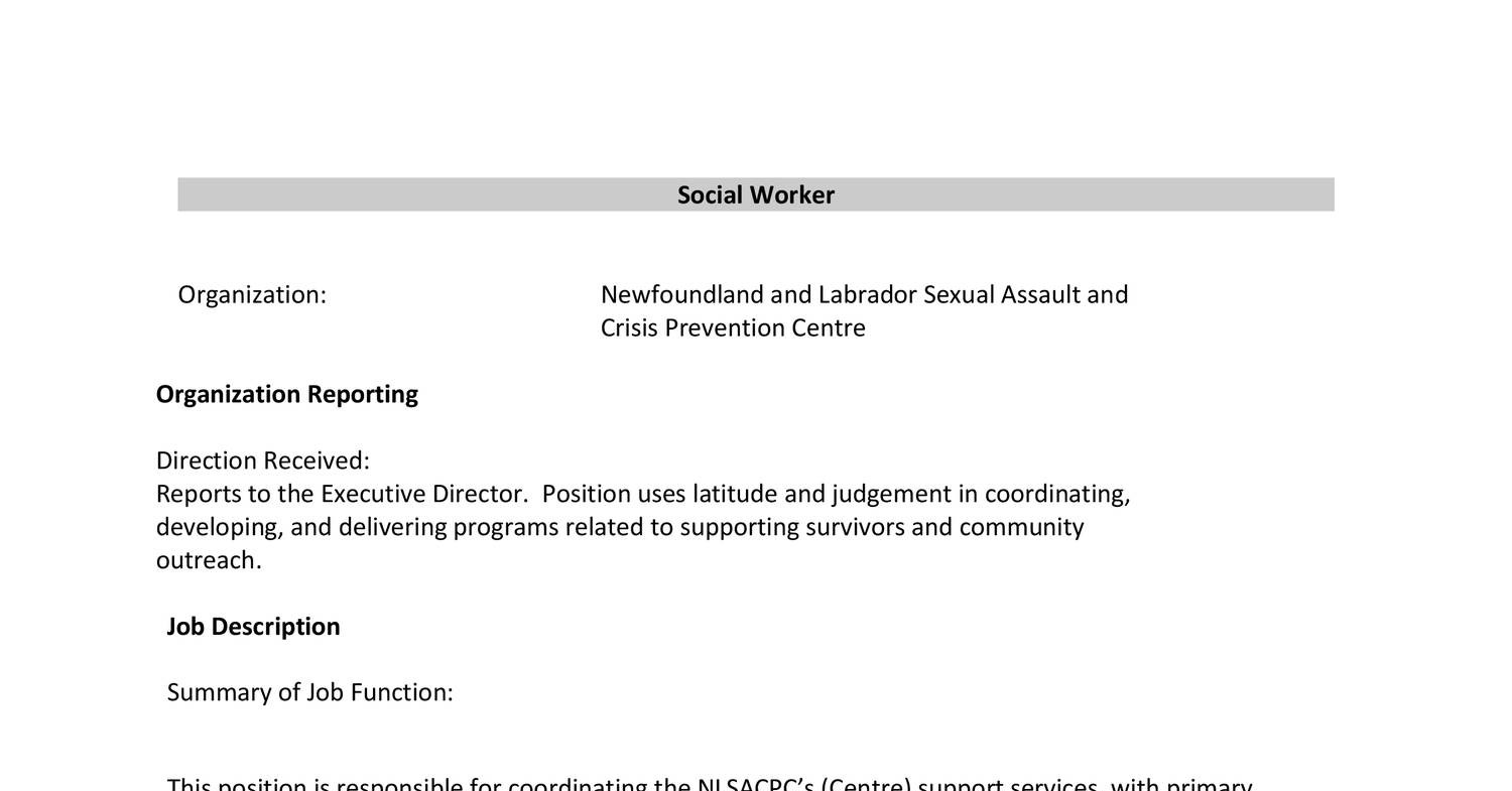 Social Worker Job Description Pdf