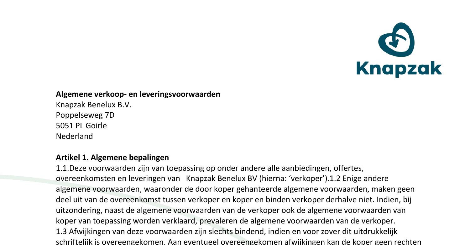 Algemene Verkoop- En Leveringsvoorwaarden.pdf | DocDroid