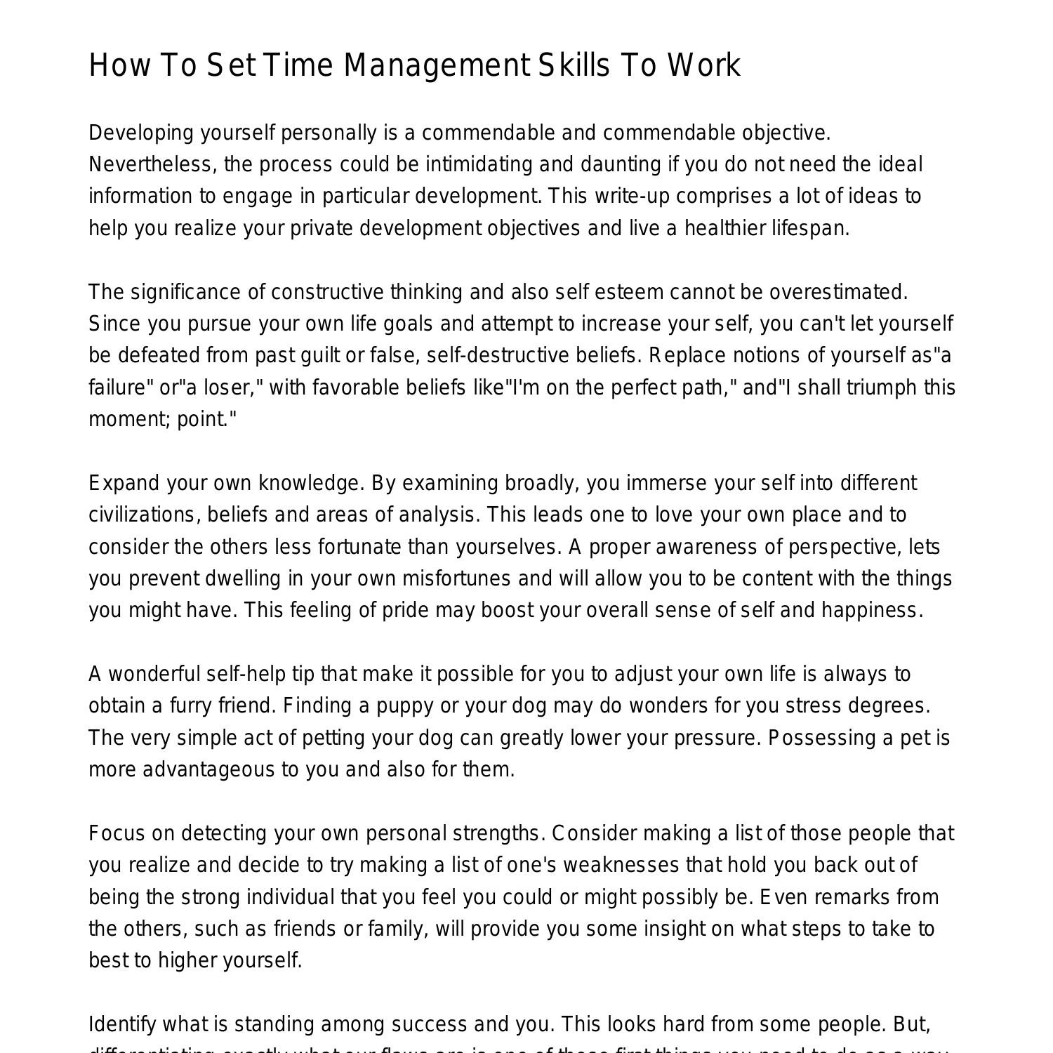 Time Management Skills Course Outline