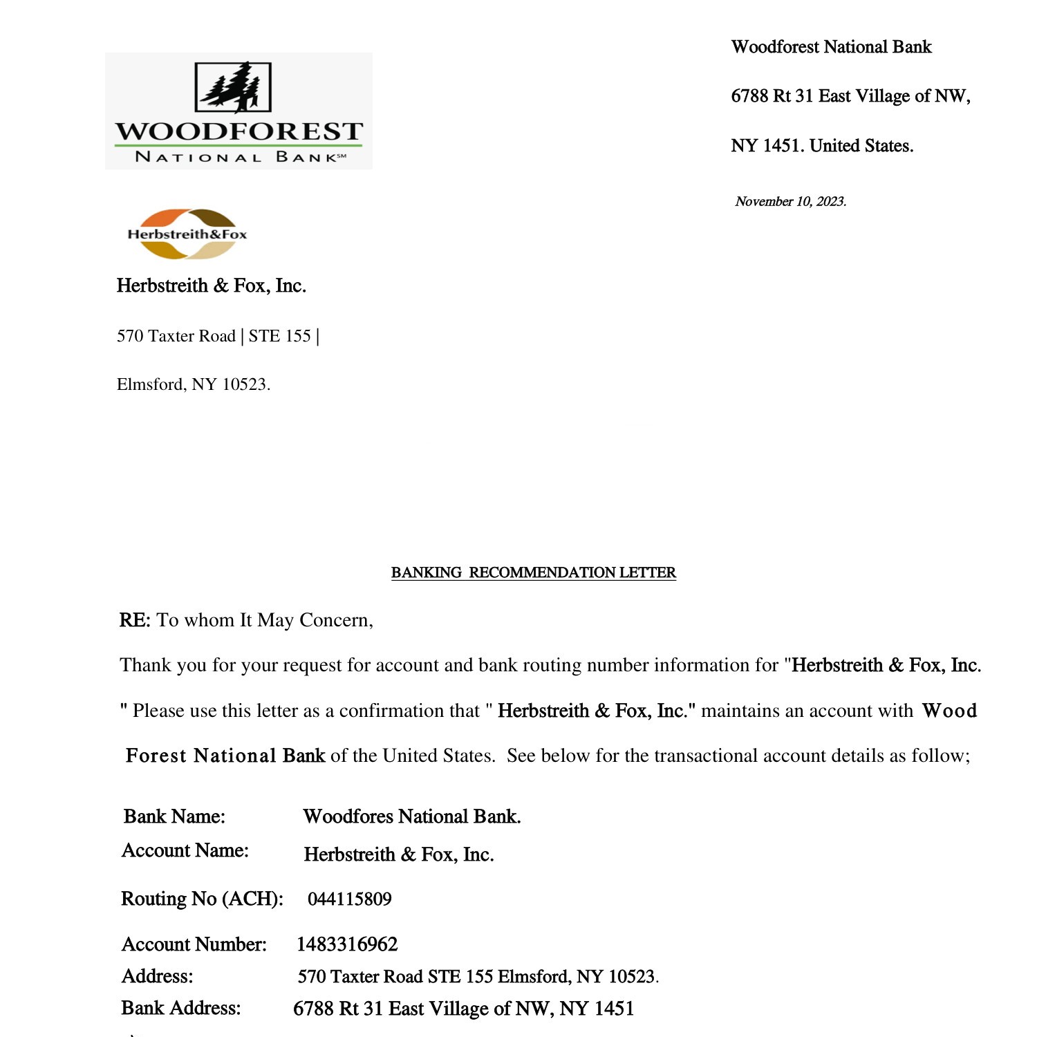 Bank Letter(herbstreith   Fox, Inc.).pdf 