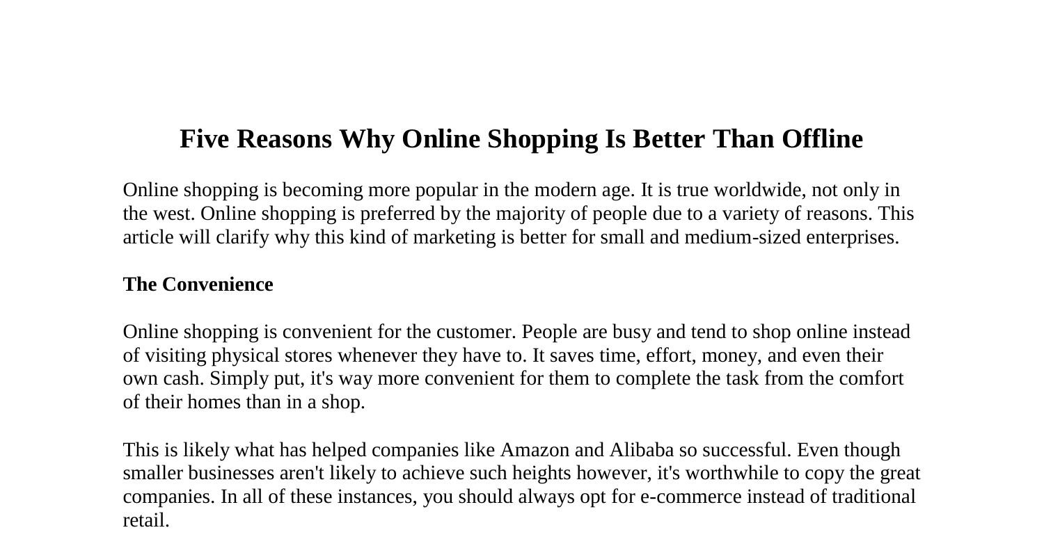 online shopping is better than offline shopping essay