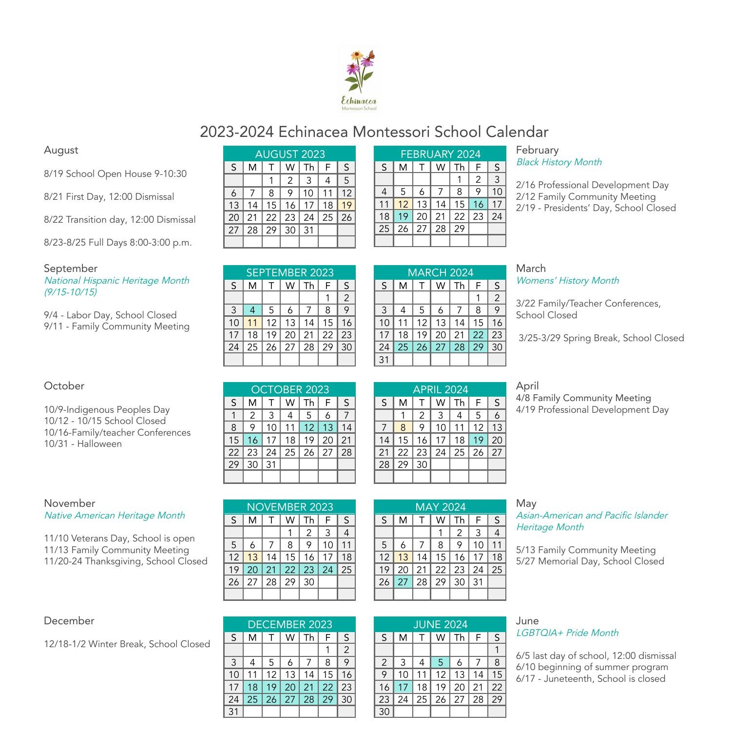 20232024 Echinacea Montessori School CalendarFinal.pdf DocDroid