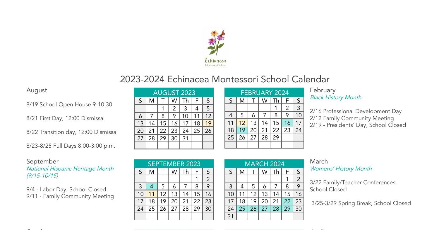 20232024 Echinacea Montessori School CalendarFinal.pdf DocDroid