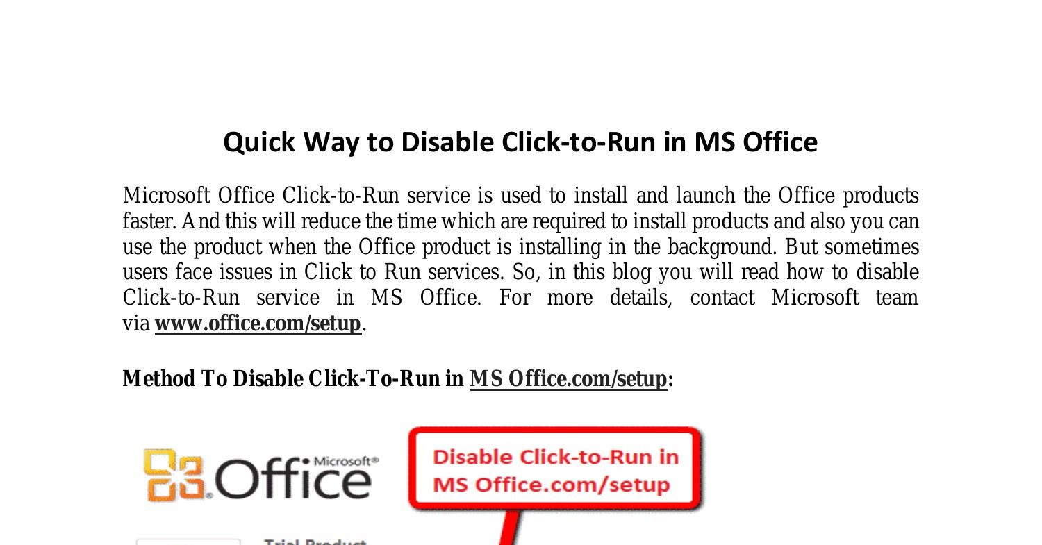 microsoft click to run disable