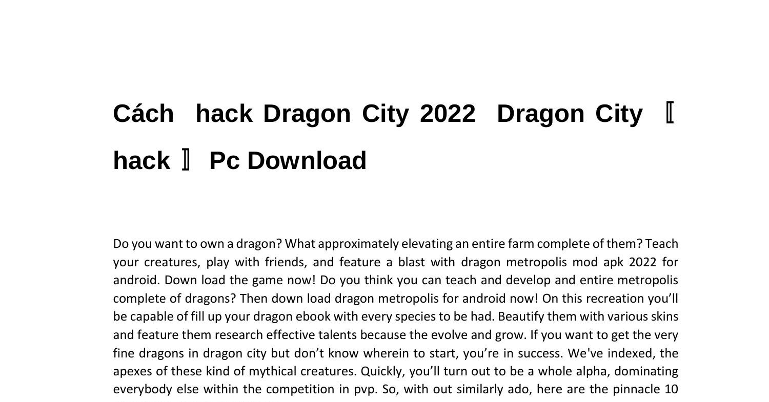 C Ch Hack Dragon City Dragon City Pdf Docdroid