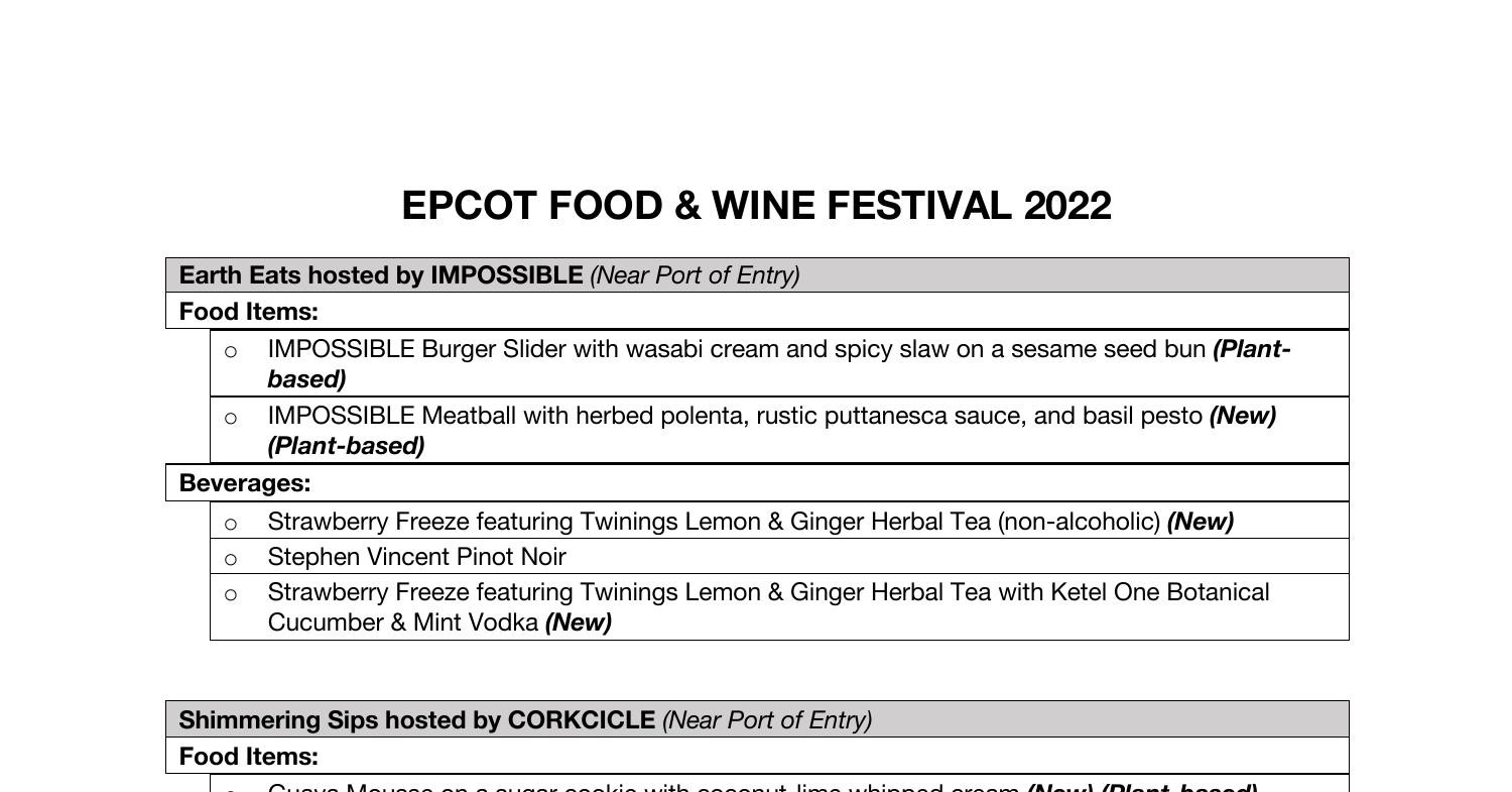 Epcot Food And Wine 2022 Menu